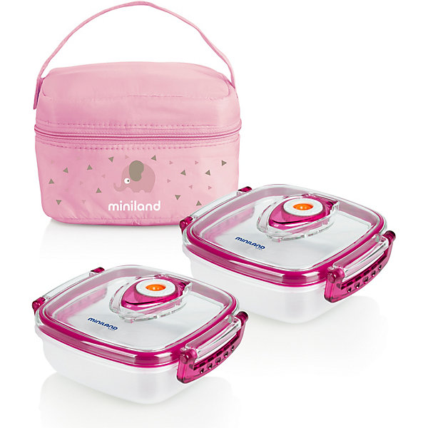 фото Термосумка Miniland Pack-2-Go HermifFresh с вакуумными контейнерами, розовая