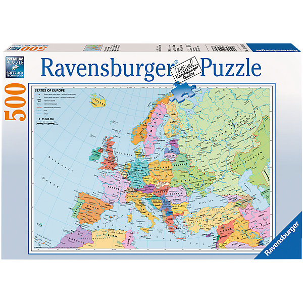 Пазл «Политическая карта Европы» 500 деталей, Ravensburger