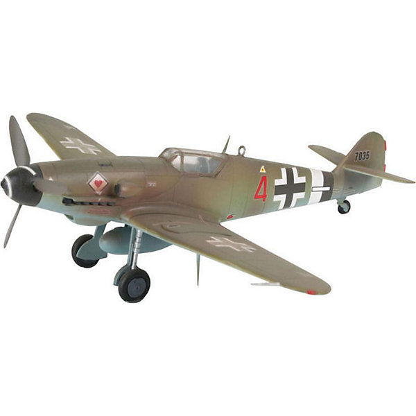 Набор Самолет Messerschmitt Bf-109 Набор Самолет Messerschmitt Bf-109Модели для склеивания<br>Характеристики товара:<br><br>• возраст: от 10 лет;<br>• масштаб: 1:144;<br>• количество деталей: 37 шт;<br>• материал: пластик;<br>• клей и краски в комплект не входят;<br>• длина модели: 12,6 см;<br>• размах крыльев: 13,8 см;<br>• бренд, страна бренда: Revell (Ревел), Германия;<br>• страна-изготовитель: Польша.<br><br>Набор для сборки «Самолет Messerschmitt Bf-109» поможет вам и вашему ребенку придумать увлекательное занятие на долгое время и весело провести свой досуг. Модель является точной копией истребителя-низкоплана «Мессершмит Bf.109», который являлся основным в штате Люфтваффе во время Второй Мировой. Он выполнял различные цели — от перехватчика до бомбардировщика. Занимает второе место по массовости производимых экземпляров за всю историю.<br><br>В набор входят 37 пластиковых деталей, которые помогут воссоздать истребитель. Детали рекомендуется сначала покрасить в соответствующие цвета красками из комплекта. Когда краски высохнут, детальки можно будет собрать и скрепить при помощи клея, входящего в комплект согласно инструкции. Готовый истребитель украсит стол или книжную полку ребенка. <br><br>Процесс сборки развивает интеллектуальные и инструментальные способности, воображение и конструктивное мышление, а также прививает практические навыки работы со схемами и чертежами. <br><br>Набор для сборки «Самолет Messerschmitt Bf-109», 37 дет., Revell (Ревел) можно купить в нашем интернет-магазине.<br><br>Ширина мм: 270<br>Глубина мм: 33<br>Высота мм: 230<br>Вес г: 200<br>Возраст от месяцев: 72<br>Возраст до месяцев: 1164<br>Пол: Мужской<br>Возраст: Детский<br>SKU: 1458401