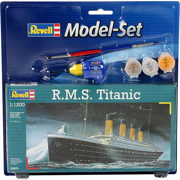 Набор Корабль R.M.S Titanic Набор Корабль R.M.S TitanicКорабли и подводные лодки<br>Характеристики товара:<br><br>• возраст: от 8 лет;<br>• масштаб: 1:1200;<br>• количество деталей: 40 шт;<br>• материал: пластик; <br>• клей и краски в комплект не входят;<br>• длина модели: 22,3 см;<br>• бренд, страна бренда: Revell (Ревел), Германия;<br>• страна-изготовитель: Польша.<br><br>Набор для сборки «Корабль R.M.S Titanic» поможет вам и вашему ребенку придумать увлекательное занятие на долгое время и весело провести свой досуг. <br><br>В набор для сборки входит модель знаменитого корабля, состоящая из отдельных пластиковых деталей, которые должны быть склеены в нужной последовательности, после чего готовая модель корабля окрашивается специальной краской. Необходимые для проведения процесса сборки краски, кисточка и клей, а также подробная инструкция входят в комплект набора «Корабль R.M.S Titanic».<br><br>Процесс сборки развивает интеллектуальные и инструментальные способности, воображение и конструктивное мышление, а также прививает практические навыки работы со схемами и чертежами. <br><br>Набор для сборки «Корабль R.M.S Titanic», 40 дет., Revell (Ревел) можно купить в нашем интернет-магазине.<br><br>Ширина мм: 270<br>Глубина мм: 33<br>Высота мм: 270<br>Вес г: 275<br>Возраст от месяцев: 72<br>Возраст до месяцев: 1164<br>Пол: Мужской<br>Возраст: Детский<br>SKU: 1458422