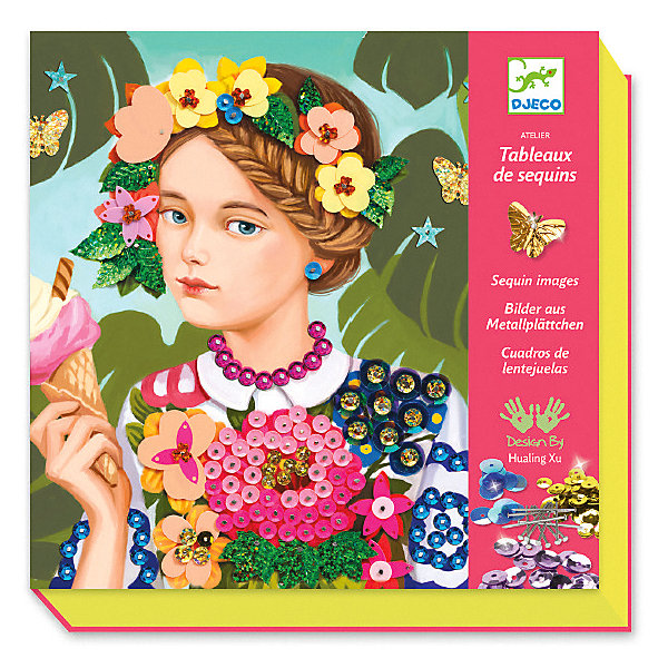 Набор для творчества Djeco "Пайетки: Девочка, Разноцветный, Набор для творчества Djeco "Пайетки: Девочка"