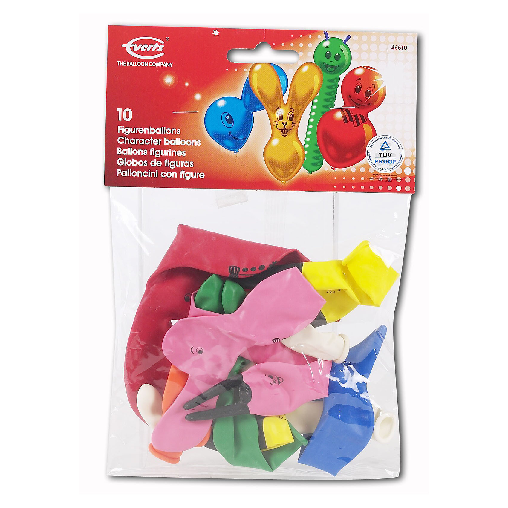Everts 10 фигурных шариков ассорти Everts 10 фигурных шариков ассортиВсё для праздника<br>В комплекте есть шарики разных цветов, но самое интересное это их форма. Среди них есть шарики в форме зайчика, гусенички и шарики необычной формы с забавными личиками. Шарики сделаны из безопасных материалов, поэтому играть в них можно с рождения. Надувание шариков способствует развитию дыхательной системы человека, а созерцание развивает эстетическое восприятие.<br><br>Ширина мм: 100<br>Глубина мм: 250<br>Высота мм: 30<br>Вес г: 36<br>Возраст от месяцев: 36<br>Возраст до месяцев: 144<br>Пол: Унисекс<br>Возраст: Детский<br>SKU: 1478526