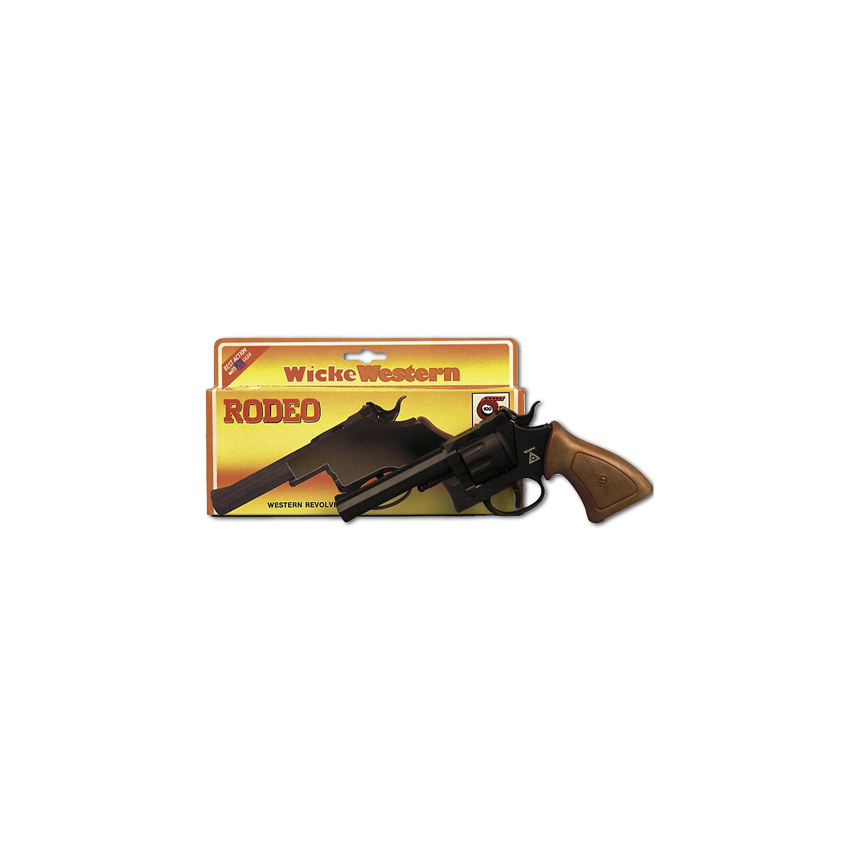 Пистолет Rodeo, 100-зарядный, Sohni-Wicke Пистолет Rodeo, 100-зарядный, Sohni-WickeИгрушечное оружие<br>Пистолет Rodeo, 100-зарядный, Sohni-Wicke (Сони-Вике) – это отлично детализированный пистолет игрушка.<br>Пистолет Родео с черным резным дулом — мощное и стильное оружие для игры в вестерн. 100-зарядный игрушечный пистолет Rodeo выполнен в натуральную величину с сильной детализацией и издали на 100% похож, на настоящий. Он стреляет бумажными пистонами, издавая при этом реалистические звуки выстрелов, тип выстрелов - одиночные. Пистолет изготовлен из прочного пластика, который не содержат токсичных и опасных веществ. Игрушечное оружие Sohni-Wicke (Сони-Вике) — это лучшие детские пистонные винтовки и пистолеты для мальчиков. Используйте пистолет на достаточном расстоянии от лица и ушей. Стрельба из пистонных пистолетов на близком расстоянии к ушам может привести к повреждению слуха. Не стреляйте в помещении.<br><br>Дополнительная информация:<br><br>- Ёмкость магазина: 100 зарядов<br>- Материал: пластик<br>- Размер пистолета: 19,8 см.<br>- Пистоны приобретаются отдельно<br>- Внимание: мелкие детали! Игрушка не подходит для детей младше 3 лет<br>- Заранее внимательно изучите инструкцию по безопасному обращению с игрушкой<br><br>Пистолет Rodeo, 100-зарядный, Sohni-Wicke (Сони-Вике) можно купить в нашем интернет-магазине.<br><br>Ширина мм: 20<br>Глубина мм: 180<br>Высота мм: 215<br>Вес г: 154<br>Возраст от месяцев: 72<br>Возраст до месяцев: 168<br>Пол: Мужской<br>Возраст: Детский<br>SKU: 1542096