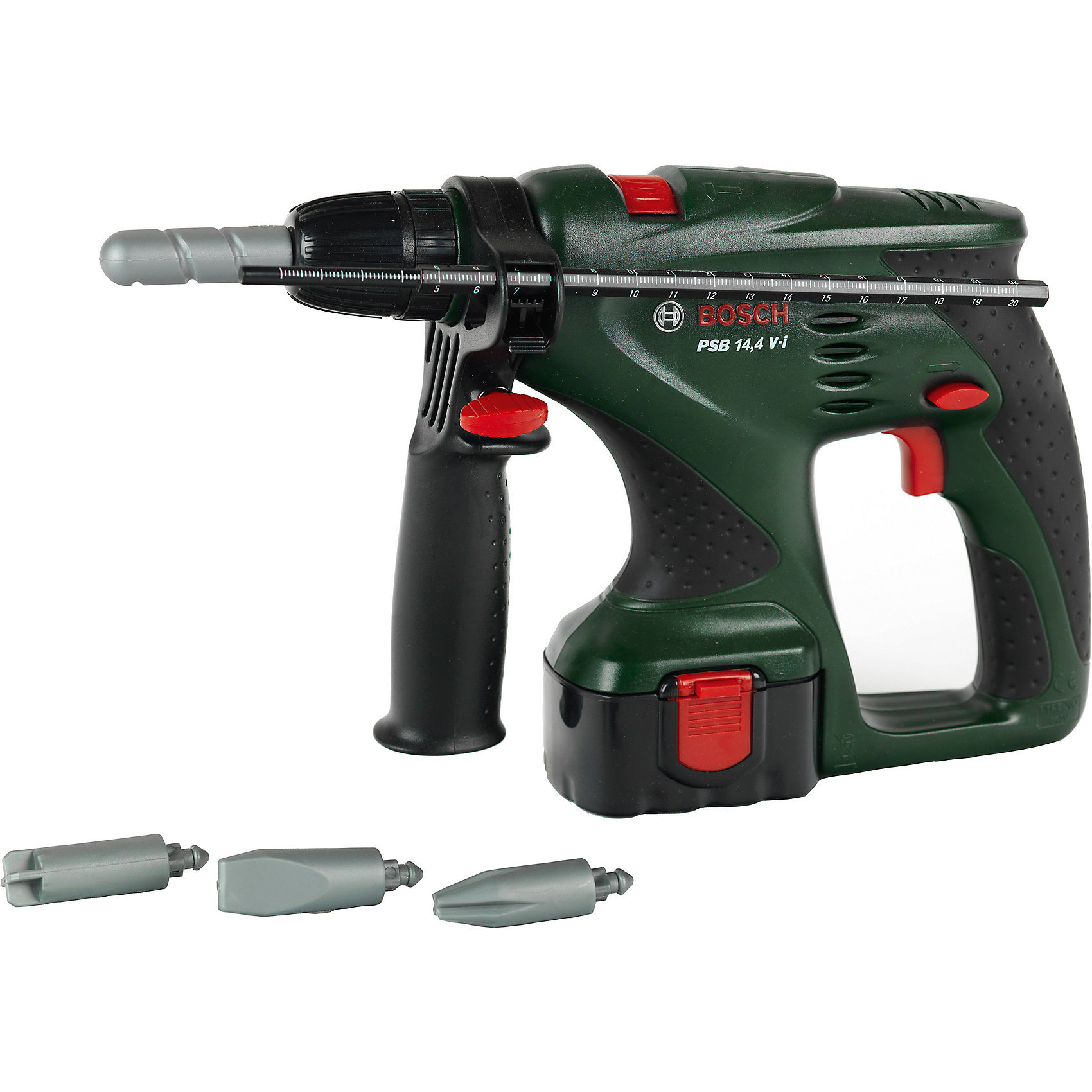 Перфоратор Bosch, Klein Перфоратор Bosch, KleinСюжетно-ролевые игры<br>Детский перфоратор - это точная копия настоящего перфоратора. В верхней части дрели имеется кнопка переключения скоростей, а на ручке находится курок с защитной кнопкой, заставляющей сверло вертеться. В комплекте с перфоратором есть линейка, а также 4 съемных сверла. <br><br>Дополнительная информация: <br><br>- Возраст: от 3 лет.<br>- Материал: пластик.<br>- Батарейки не идут в комплекте.<br>- Батарейки: 2 шт. типа R6, 1,5V, размер АА (мизинчиковые).<br>- Размер: 12х26 см.<br><br>Купить перфоратор Bosch от Klein, можно в нашем магазине.<br><br>Ширина мм: 299<br>Глубина мм: 258<br>Высота мм: 89<br>Вес г: 566<br>Возраст от месяцев: 36<br>Возраст до месяцев: 96<br>Пол: Мужской<br>Возраст: Детский<br>SKU: 1648429