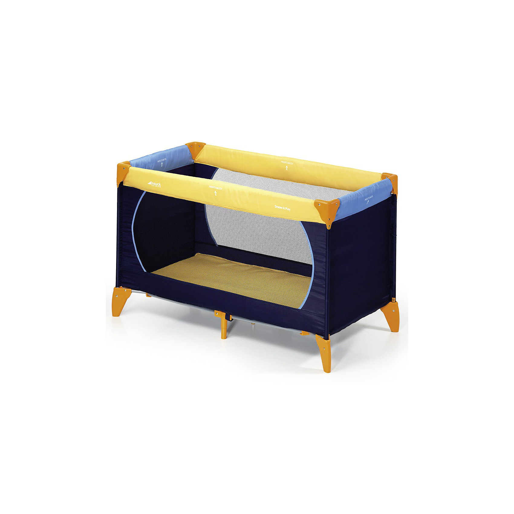 Манеж Dream`n Play, Hauck, yellow/blue/navy Манеж Dream`n Play, Hauck, yellow/blue/navyМанеж hauck Dreamn Play - для детей с 0 до 4 лет. Имеет прямоугольную форму, просторный.<br>Специальные двойные замки безопасности предохраняют hauck Dreamn Play от случайного складывания. Легкая система складывания по принципу зонтика, позволяет очень быстро сложить и разложить манеж.<br>Для дополнительной устойчивости и безопасности ребенка предусмотрены дополнительные центральные ножки.<br>Мягкие, прозрачные боковые стенки свободно пропускают воздух и позволяют не только присматривать за ребенком, но и позволяют Вашему малышу не чувствовать себя одиноким.<br><br>Размеры кроватки в разложенном виде (ДхШхВ): 125 x 65 x 76 см.<br>Размеры кроватки в сложенном виде (ДхШхВ): 23 x 24 x 76 см.<br>Вес кроватки: 9,8 кг.<br>С рождения до 15 кг.<br><br>В комплекте: сумка-чехол с ручками для удобной транспортировки и складывающийся матрас.<br><br>Ширина мм: 777<br>Глубина мм: 235<br>Высота мм: 225<br>Вес г: 10000<br>Цвет: сине-желтый<br>Возраст от месяцев: 0<br>Возраст до месяцев: 24<br>Пол: Унисекс<br>Возраст: Детский<br>SKU: 1648803