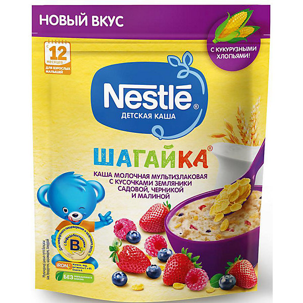 Молочная каша Nestle Шагайка мультизлаковая, земляника, черника, малина, с 12 мес, 190 г
Молочная каша Nestle Шагайка мультизлаковая, земляника, черника, малина, с 12 мес, 190 г
