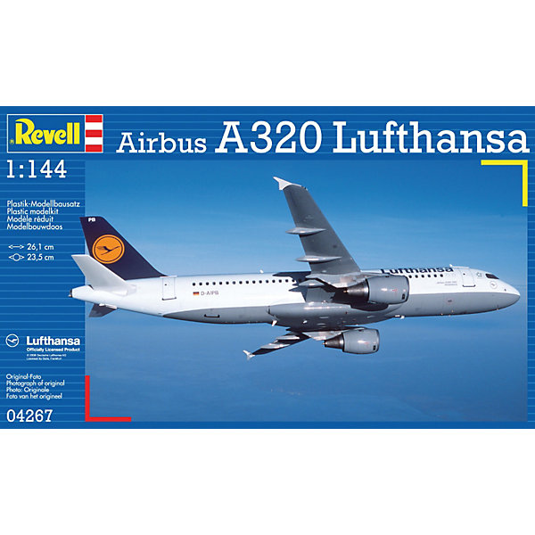 Аэробус Airbus A320 Lufthansa; 1:144 Аэробус Airbus A320 Lufthansa; 1:144Самолеты и вертолеты<br>Характеристики товара:<br><br>• ISBN:4009803042671;<br>• возраст: от 10 лет;<br>• масштаб: 1:144;<br>• количество деталей: 60 шт;<br>• материал: пластик;<br>• клей и краски в комплект не входят;<br>• длина модели: 26,1 см;<br>• размах крыльев: 23,5 см;<br>• бренд, страна бренда: Revell (Ревел),Германия;<br>• страна-изготовитель: Китай.<br><br>Сборная модель для склеивания «Самолет Airbus A320 Lufthansa» поможет вам и вашему ребенку придумать увлекательное занятие на долгое время и заполнит досуг веселой игрой. <br><br>Набор включает в себя 60 элементов из высококачественного пластика, схема для окрашивания модели и инструкция, с помощью которых можно собрать достоверную уменьшенную копию настоящего аэробуса.<br> <br>Процесс сборки развивает интеллектуальные и инструментальные способности, воображение и конструктивное мышление, а также прививает практические навыки работы со схемами и чертежами.<br><br>Обращаем ваше внимание на тот факт, что для сборки этой модели клей и краски в комплект не входят. <br><br>Сборную модель для склеивания «Самолет Airbus A320 Lufthansa», 60 дет., Revell (Ревел) можно купить в нашем интернет-магазине.<br><br>Ширина мм: 354<br>Глубина мм: 213<br>Высота мм: 50<br>Вес г: 244<br>Возраст от месяцев: 168<br>Возраст до месяцев: 228<br>Пол: Мужской<br>Возраст: Детский<br>SKU: 1767265