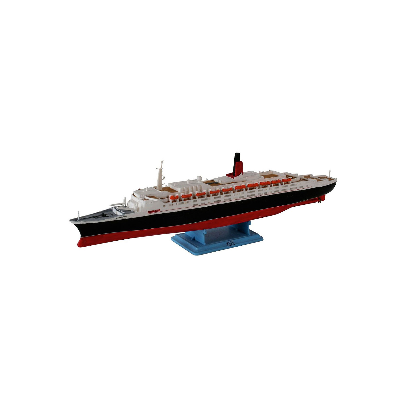 Пароход Queen Elizabeth II, Revell Пароход Queen Elizabeth II, RevellКорабли и лодки<br>Характеристики товара:<br><br>• возраст от 10 лет;<br>• материал: пластик;<br>• в комплекте: 36 деталей;<br>• длина собранной модели 24,4 см;<br>• масштаб 1:1200;<br>• размер упаковки 25,2х13,2х3,5 см;<br>• вес упаковки 150 гр.;<br>• страна производитель: Польша.<br><br>Сборная модель «Пароход Queen Elizabeth II» Revell позволит собрать модель известного лайнера Queen Elizabeth II. Детали легко соединяются между собой. Готовую модель для прочности следует склеить, а также раскрасить (клей и краски с комплект не входят). В процессе сборки у детей развиваются мышление, логика, усидчивость, внимательность.<br><br>Пароход Queen Elizabeth II Revell можно приобрести в нашем интернет-магазине.<br><br>Ширина мм: 9999<br>Глубина мм: 9999<br>Высота мм: 9999<br>Вес г: 9999<br>Возраст от месяцев: -2147483648<br>Возраст до месяцев: 2147483647<br>Пол: Унисекс<br>Возраст: Детский<br>SKU: 1772851