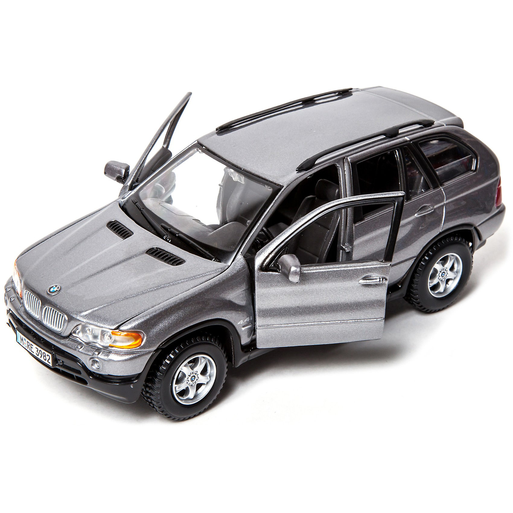 Машина BMW X5 металл., 1:24, Bburago Машина BMW X5 металл., 1:24, BburagoМашина BMW X5 металл., 1:24, Bburago(Бураго)<br>Компания Bburago – мировой лидер в производстве коллекционных моделей автомобилей. <br>Более 30 лет профессиональные дизайнеры Bburago разрабатывают точные копии современных машин и ретро машин известных марок. <br><br>Первый BMW X5, дебютировавший в 1999 году, менеджеры компании назвали автомобилем класса Sport Activity Vehicle (SAV), то есть машиной, рассчитанной на людей, ведущих активный образ жизни.<br>По сегодняшним меркам такой автомобиль более подходит под определение «кроссовер», ибо по своей концепции и оснащению он предназначен для хороших дорог и скоростной езды.<br><br>Функциональность игрушки:<br>- автомобиль создан в масштабе 1:24<br>- у модели крутится руль, колеса, открываются двери и капот<br>- цвет автомобиля: серый металлик, красный<br><br>Дополнительная информация:<br><br>- Материал: Металл<br>- Размеры упаковки: 24,2 х 10 х 10 см<br>- Вес: 0,6 кг.<br><br>ВНИМАНИЕ! Данный артикул имеется в наличии в разных цветовых исполнениях(серый металлик, красный). К сожалению, заранее выбрать определенный цвет невозможно. <br><br>Игрушку Машина BMW X5 металл., 1:24, Bburago можно купить в нашем интернет-магазине.<br><br>Ширина мм: 125<br>Глубина мм: 241<br>Высота мм: 101<br>Вес г: 542<br>Возраст от месяцев: 72<br>Возраст до месяцев: 1200<br>Пол: Мужской<br>Возраст: Детский<br>SKU: 1784082