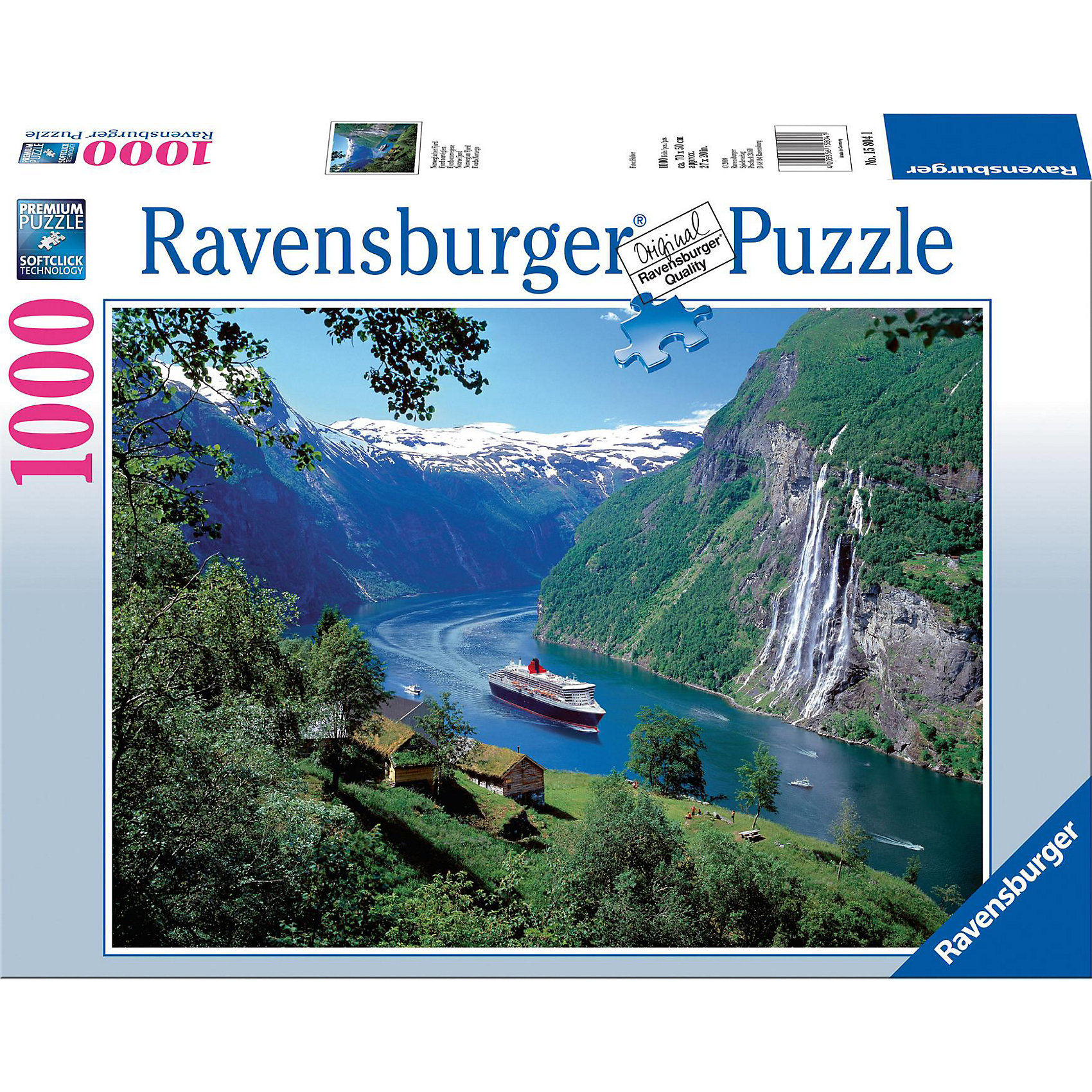 Пазл «Норвежский фьорд» 1000 деталей, Ravensburger Пазл «Норвежский фьорд» 1000 деталей, RavensburgerСобрав все элементы Пазла «Норвежский фьорд» 1000 деталей, Ravensburger (Равенсбургер), Вы получите великолепную картину фьорда, по которому проплывает туристический лайнер. Красивейший норвежский фьорд в окружении живописных гор с густой растительностью и небольших домиков на берегах особенно придется по нраву тем, кто любит красивые пейзажи с сочными цветами и не прочь отправиться в путешествие!<br><br>Характеристики:<br>-Элементы идеально соединяются друг с другом, не отслаиваются с течением времени<br>-Высочайшее качество картона и полиграфии <br>-Матовая поверхность исключает отблески<br>-Развивает: память, мышление, внимательность, усидчивость, мелкая моторика, восприятие форм и цветов<br>-Занимательное времяпрепровождение для всей семьи<br>-Для сохранения в собранном виде можно использовать скотч или специальный клей для пазлов (в комплект не входит)<br><br>Дополнительная информация:<br>-Материал: плотный картон, бумага<br>-Размер собранного пазла: 70х50 см<br>-Размер упаковки: 37x27x6 см <br>-Вес упаковки: 0,8 кг<br><br>Соберите Пазл «Норвежский фьорд» самостоятельно или преподнесите в подарок этот красивый набор в качестве подарка! <br><br>Пазл «Норвежский фьорд» 1000 деталей, Ravensburger (Равенсбургер) можно купить в нашем магазине.<br><br>Ширина мм: 377<br>Глубина мм: 276<br>Высота мм: 60<br>Вес г: 835<br>Возраст от месяцев: 144<br>Возраст до месяцев: 228<br>Пол: Унисекс<br>Возраст: Детский<br>Количество деталей: 1000<br>SKU: 1824090