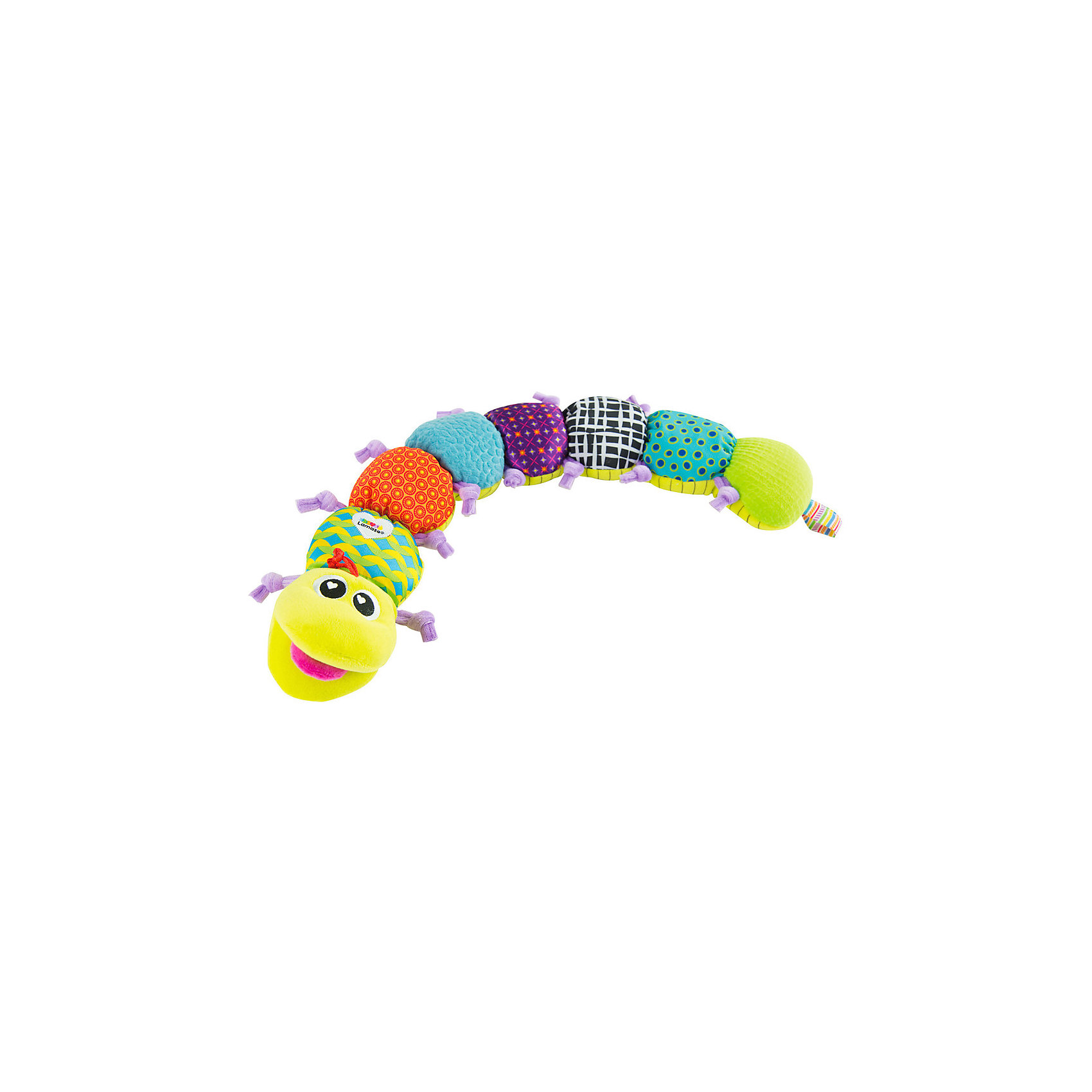 Игрушка Музыкальная гусеница, Lamaze Игрушка Музыкальная гусеница, LamazeМягкие игрушки<br>Яркая игрушка для самых маленьких обязательно полюбится крохе. Гусеница выполнена из разноцветных материалов различной фактуры, что позволяет развивать мелкую моторику, сенсорное и цветовое восприятие. Если нажать на голову игрушки, заиграет веселая музыка (ламбада). Вторая часть гусеницы- шершавая, в третьем отделе спрятан колокольчик, четвертый и шестой отделы шелестят, в пятом находится пищалка, в последнем отделе - погремушка. На животе гусеницы нарисован ростомер для детей. Выполненная из безопасных гипоаллергенных материалов эта игрушка станет прекрасным подарком для любого крохи.<br><br>Дополнительная информация:<br><br>- Материал: текстиль.<br>- Размер: 61,5 х 10 см<br>- Цвет: разноцветный.<br>- Звуковые эффекты: есть.<br>- Пищалка, колокольчик, погремушка. <br>- Батарейки не требуются.<br><br>Игрушку Музыкальная гусеница, Lamaze можно купить в нашем магазине.<br><br>Ширина мм: 232<br>Глубина мм: 152<br>Высота мм: 244<br>Вес г: 307<br>Возраст от месяцев: 0<br>Возраст до месяцев: 12<br>Пол: Унисекс<br>Возраст: Детский<br>SKU: 1860563