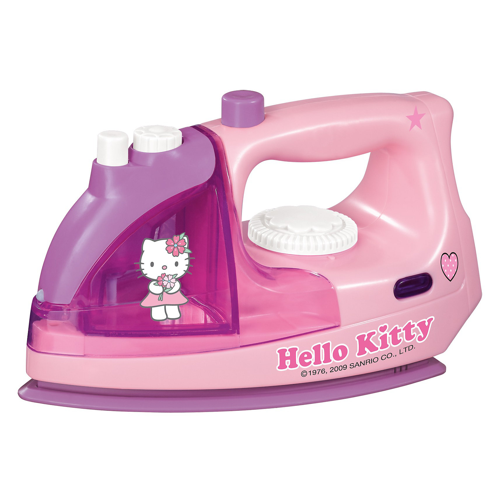 Simba Утюг Hello Kitty, 12/24 Simba Утюг Hello Kitty, 12/24Игрушки<br>Маленькая хозяйка несомненно оценит симпатичный функциональный утюжок Hello Kitty Утюг с приятной розовой расцветкой украшен логотипом кошечки Hello Kitty. Утюг обладает световыми и звуковыми эффектами: при включении начинает подсвечиваться и издавать реальные звуки работающего утюга. В утюг можно заливать воду, тогда при нажатии кнопки он начинает пускать пар или распылять воду.<br> <br>Дополнительная информация:<br><br>- Материалы: пластмасса.<br>- Аккумуляторы: 1.5V LR6 х 2 шт. (не входят в комплект).<br>- Длина утюга: 18 см.<br>- Размер упаковки: 21,5х18х10,5 см.<br>- Вес: 0,360 кг.<br><br>Отличный подарок, который наверняка порадует вашего ребенка!<br>Купить утюг можно в нашем магазине<br><br>Ширина мм: 212<br>Глубина мм: 106<br>Высота мм: 130<br>Вес г: 365<br>Возраст от месяцев: 36<br>Возраст до месяцев: 72<br>Пол: Женский<br>Возраст: Детский<br>SKU: 1882973