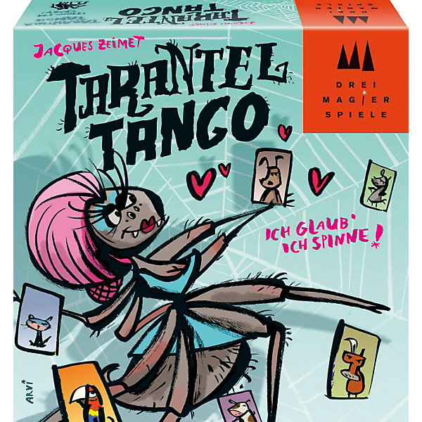 Игра Танго с Тарантулом, Schmidt Игра Танго с Тарантулом, SchmidtНастольные игры для всей семьи<br>Игра Танго с Тарантулом, Schmidt - сможет разнообразить вечер с друзьям! Игра простая, но очень забавная. Помоги тарантулу найти пару для танцев! Но другие животные боятся его угрожающего вида и вскрикивают! Будь внимательным и артистичным и сможешь избавиться от своих карточек первым. Правила игры простые и понятные: положите Танго-тарантула на середину стола, перемешайте все 120 карточек и поровну распределите их между всеми игроками. Первый игрок прикладывает верхнюю карточку из своей стопки короткой стороной к одной из сторон карточки Танго-тарантула. После этого наступает очередь игрока слева. Карточки раскладываются в направлении по часовой стрелке. Перед тем как выложить новую карту из своей колоды, игрок должен изобразить животное, изображенное на карте предыдущего игрока. И наконец, если новая карта с Тарантулом входит в игру, все игроки должны хлопнуть рукой по столу.<br><br>Дополнительная информация:<br><br>- В комплекте: 120 карточек с изображением животных (собака, корова, ослик, коза, кошка, попугай), 5 карточек тарантула, Танго-тарантул (пятисторонняя карточка), правила игры;<br>- Количество: 2-5 игроков;<br>- Время игры: 15-20 минут;<br>- Игра для веселой компании;<br>- Размер упаковки: 11 x 3,5 x 11 см;<br>- Вес: 210 г<br><br>Игру Танго с Тарантулом, Schmidt можно купить в нашем интернет-магазине.<br><br>Ширина мм: 112<br>Глубина мм: 116<br>Высота мм: 35<br>Вес г: 216<br>Возраст от месяцев: 84<br>Возраст до месяцев: 228<br>Пол: Унисекс<br>Возраст: Детский<br>SKU: 1914159