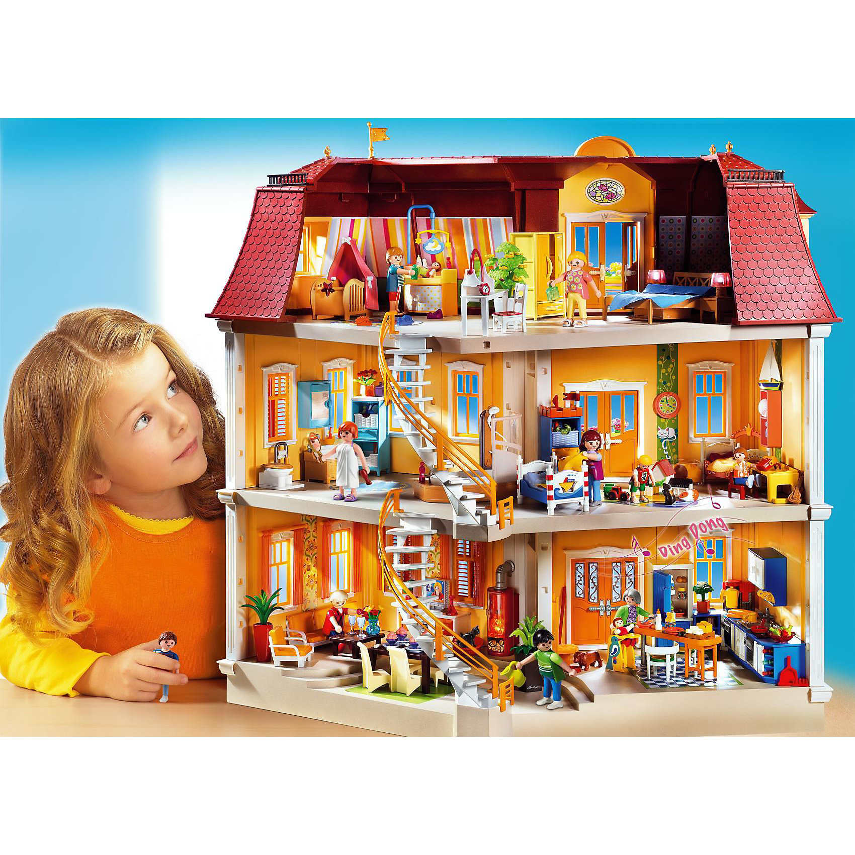 PLAYMOBIL 5302 Кукольный дом: Особняк с двумя лестницами PLAYMOBIL 5302 Кукольный дом: Особняк с двумя лестницамиПластмассовые конструкторы<br>Известный бренд Playmobil (Плеймобил) дарит своим друзьям игровой набор с элементами конструктора Особняк с двумя лестницами<br>Мечта для девчонок - особняк для кукол с комнатами на 3-х этажах, внутри 2 изогнутые лестницы и комнаты, которые еще предстоит обустроить. <br>Фасад дома: парадная лестница, дверь с электронным звонком, 2 балкона с цветами и многочисленные окна со ставнями.<br><br>В наборе: <br>- детали для сборки дома, <br>- 4 балконных ящика с цветами, <br>- 3 цветочных горшка, <br>- трюмо с зеркалом и 2 персонажа - юноша и девушка (высота 7,5 см). <br>Общее количество деталей: 433.<br><br>Внимание: мебель и аксессуары для комнат в набор не входят и приобретаются отдельно - Серия Кукольный дом<br><br>Игрушки от немецкого бренда Playmobil отличаются высоким качеством и надежностью. <br>Замечательное качество игрушек Playmobil — возможность совмещать наборы друг с другом, раздвигая границы игры до бесконечности. <br>Придумывайте и создавайте свои истории вместе с игрушками бренда Playmobil!<br><br>Ширина мм: 615<br>Глубина мм: 515<br>Высота мм: 255<br>Вес г: 6665<br>Возраст от месяцев: 48<br>Возраст до месяцев: 120<br>Пол: Женский<br>Возраст: Детский<br>SKU: 2002393