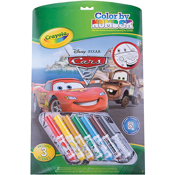 Раскраска по номерам Тачки, Crayola Раскраска по номерам Тачки, CrayolaТачки<br>Раскраска по номерам Тачки (Cars), Crayola.<br><br>Такие раскраски современные родители наверняка раскрашивали в своем детстве. Поле в них состоит из замкнутых пронумерованных областей, причем каждой области соответствует определенный цвет, в который её нужно раскрасить. Подбирать фломастеры или цветные карандаши не придется – семь небольших маркеров уже есть в наборе, и их вполне хватит, чтобы не только раскрасить все рисунки этой раскраски, но ещё и нарисовать ещё много интересных вещей. <br>Как и любая раскраска, «Тачки (Cars)» формирует у ребенка представление о цвете. За счет того, что поля отмечены различными номерами, дополнительно малыш учит цифры, ставя им в соответствие названия цветов – психологи отмечают, что такой метод способствует лучшему усвоению материала. Ребенок приобретает художественные навыки; а кроме того, кропотливая работа по раскрашиванию способствует повышению усидчивости и аккуратности малыша.<br><br>Станет прекрасным подарком любому малышу!<br>Можно легко приобрести в нашем интернет магазине<br><br>Ширина мм: 373<br>Глубина мм: 238<br>Высота мм: 25<br>Вес г: 337<br>Возраст от месяцев: 60<br>Возраст до месяцев: 120<br>Пол: Мужской<br>Возраст: Детский<br>SKU: 2127062
