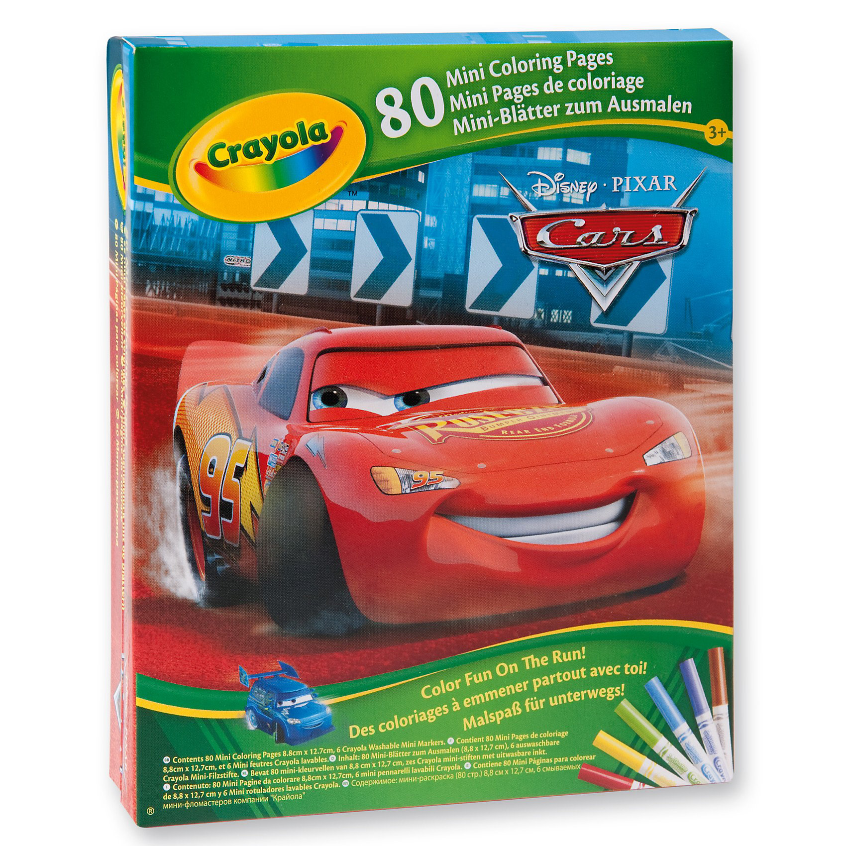 Crayola Мини-раскраска Тачки с фломастерами Crayola Мини-раскраска Тачки с фломастерамиРисование<br>Если ваш малыш с удовольствием занимается раскрашиванием картинок, мы можем предложить Вашему вниманию мини-раскраску «Тачки». <br>Благодаря небольшому формату и наличию твердой обложки ее удобно носить с собой повсюду. Ведь, для того, чтобы заняться рисованием с помощью мини-раскраски Crayola совершенно не обязательно сидеть за столом, твердая обложка раскраска прекрасно его заменяет. К тому же к ней прилагаются замечательные яркие фломастеры, которые так нравятся детям. <br>Мамы могут не опасаться, что их красочные цвета безнадежно испортят одежду малыша или обивку мебели, ведь фломастеры легко смываются с помощью теплой воды и мыла.<br><br>Компания Crayola прекрасно известна родителям малышей по всему миру. Продукция этой английской компания, поставляемая в 80 стран мира, пользуется заслуженным доверием своих потребителей. Ее отличительными чертами является высокое качество, удобство и абсолютная безопасность. Сегодня ассортимент продукции компании можно условно разделить на три основные группы: детская канцелярия серии Crayola Mini Kids, различные материалы для детского творчества серии Crayola, и специальные наборы для детского творчества, предназначенные для девочек в возрасте 8-12 лет серии Crayola Creations.<br><br>Ширина мм: 163<br>Глубина мм: 129<br>Высота мм: 27<br>Вес г: 142<br>Возраст от месяцев: 60<br>Возраст до месяцев: 96<br>Пол: Мужской<br>Возраст: Детский<br>SKU: 2127064
