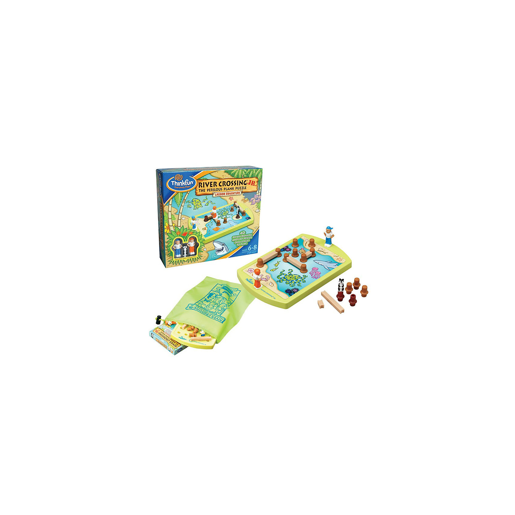Игра Переправа для малышей, Thinkfun Игра Переправа для малышей, ThinkfunГоловоломки<br>Игра-головоломка «Переправа для малышей». Приключения в лагуне. <br><br>Ваша задача: помогите туристам пересечь реку, не попав в воду! Постройте мост из пеньков и досок, чтобы перейти к другу на другой берег или спасти котенка, брошенного на острове. <br><br>В этой игре есть два типа заданий: «Переправа» и «Спасение котёнка». <br><br>Переправа: В первых двадцати карточках, Ваш юный турист (Вы выбираете девочку или мальчика) начинает игру на одном берегу, а его друг – на другом берегу. Благополучно переведите вашего юного туриста над водой к его другу. Переправы помечены цветными ракушками, начиная от уровня «новичок» до уровня «эксперт». <br><br>Спасение котенка:<br>В оставшихся карточках, начиная с двадцать первой, котенок брошен на острове. Помогите юному туристу проложить путь по доскам над водой, чтобы спасти котенка. Карточки с заданиями этого типа помечены цветными морскими звёздами, начиная от уровня «новичок» до уровня «эксперт». <br><br>Игра включает 40 оригинальных заданий. <br>Уровни: от начинающего до эксперта (4 уровня).<br>Количество игроков: один. Для детей от 6 лет.<br><br>Ширина мм: 65<br>Глубина мм: 205<br>Высота мм: 225<br>Вес г: 488<br>Возраст от месяцев: 72<br>Возраст до месяцев: 1188<br>Пол: Унисекс<br>Возраст: Детский<br>SKU: 2148459