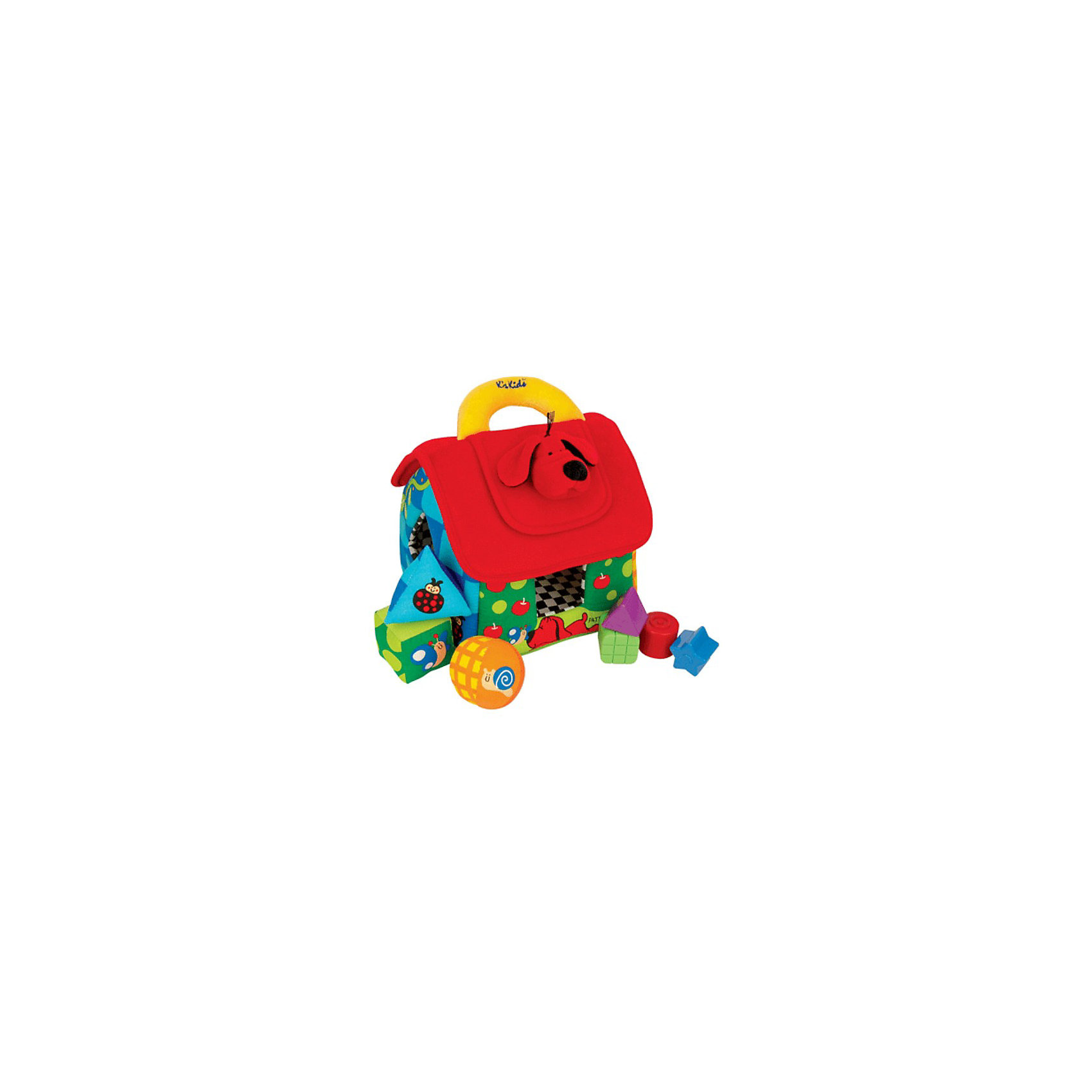 Ks Kids Домик мягкий обучающий, сортер Ks Kids Домик мягкий обучающий, сортерМягкий и яркий домик - это удобный развивающий сортер со множеством игровых и обучающих функций.<br><br>На крыше домика находится пластиковая вставка-сортер с 4 геометрическими отверстиями. Кубики попадут в домик, если малыш правильно подберёт их по размеру и форме.<br><br>Когда малыш захочет достать кубики из домика, ему надо будет приподнять чердачную дверку в форме собачки. На другой стороне находится зеркало, - гибкая и травмобезопасная поверхность - которое приятно удивит Вашего малыша. <br><br>Стенки дома тоже порадуют малыша. В окошки геометрической формы можно вкладывать большие кубики. Также есть одно окошко, закрытое шуршащими ставнями. Если малыш его откроет, то увидит портреты мальчика и девочки.<br><br>Кубики выполнены из различных материалов (атлас, кожа, вельвет и бархат), чтобы развить у малыша тактильные ощущения. Две фигурки - погремушки, а третья фигурка - это пищалка. <br><br>На крыше домика находится удобная ручка для переноски. <br><br>Дополнительная информация:<br><br>В комплект входят: <br>- домик; <br>- 3 мягких кубика - шар, треугольник, куб; <br>- 3 прозрачных пластмассовых кубика - шар, треугольник, куб;<br>- 4 маленьких пластмассовых кубика в форме звёздочки, круга, треугольника и квадрата.<br><br>Размеры (д/ш/в): 28 х 25 х 21 см.<br><br>Необычный сортер для Вашего малыша!<br><br>Ширина мм: 280<br>Глубина мм: 250<br>Высота мм: 210<br>Вес г: 700<br>Возраст от месяцев: 12<br>Возраст до месяцев: 36<br>Пол: Унисекс<br>Возраст: Детский<br>SKU: 2148734