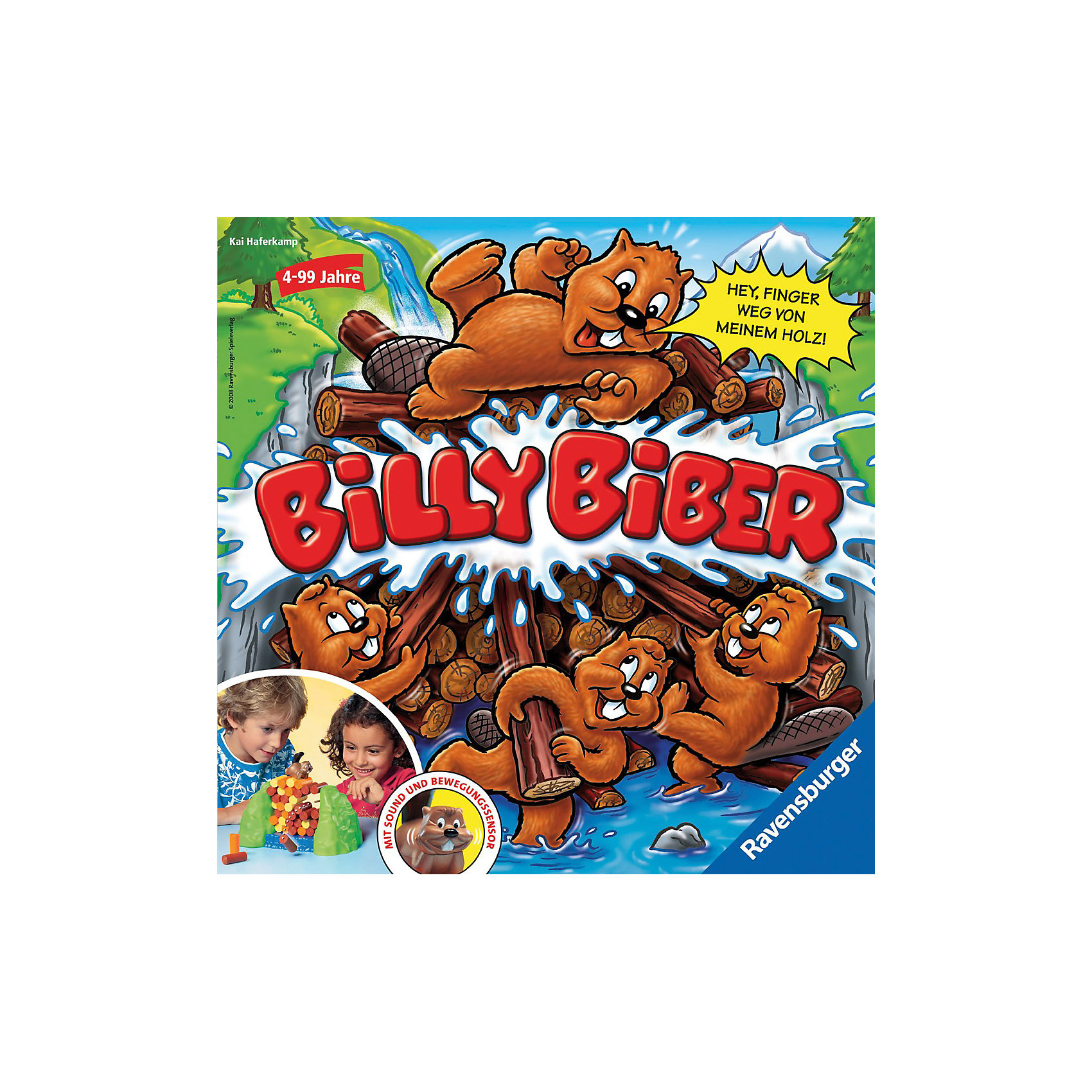 Настольная игра Билли бобёр Ravensburger Настольная игра Билли бобёр RavensburgerНастольная игра Билли бобёр (на русском языке) от Ravensburger - это веселое времяпрепровождение для Ваших детей, которое развивает смекалку, ловкость и внимательность!<br><br>В начале игры участникам необходимо построить из бревен плотину по указанной в инструкции схеме. Затем - усадить на самый верх плотины бобра Билли, задача которого - охранять аккуратно сложенные штабелем брёвна.<br><br>Теперь игроки должны по очереди выталкивать бревнышки из плотины таким образом, чтобы конструкция не разрушилась. Действовать нужно аккуратно и незаметно для Билли! Одно неловкое движение - и плотина может развалиться. В этом случае бобёр замечает дерзкого воришку и начинает громко возмущаться. Кто незаметно захватит наибольшее количество брёвен, становится победителем.<br><br>Фигурка бобра оснащена забавными звуковыми эффектами и может покачивать головой.<br><br>Эта увлекательная игра способствует развитию мелкой моторики рук, координации движения, внимательности, аккуратности и ловксти.<br><br>Развивающие настольные игры от Ravensburger - занимательный и полезный досуг для Вашего ребенка!<br><br><br>Дополнительная информация:<br><br>- Комплектация: игровое поле (пруд, в котором Билли выкладывает плотину), 42 бревна длиной 4,5 см (10 оражевых, 12 желтых и 20 коричневых), 1 фигурка бобра, 1 деревянная палочка длиной 14 см,правила игры на русском языке.<br><br>- Количество игроков: 1-4 человек<br>- Игрушка работает от 2 батареек АА.<br>- Размер упаковки: 27 х 27 х 11 см<br>- Вес: 0,8 кг<br><br>Ширина мм: 112<br>Глубина мм: 265<br>Высота мм: 265<br>Вес г: 760<br>Возраст от месяцев: 48<br>Возраст до месяцев: 1188<br>Пол: Унисекс<br>Возраст: Детский<br>SKU: 2148762