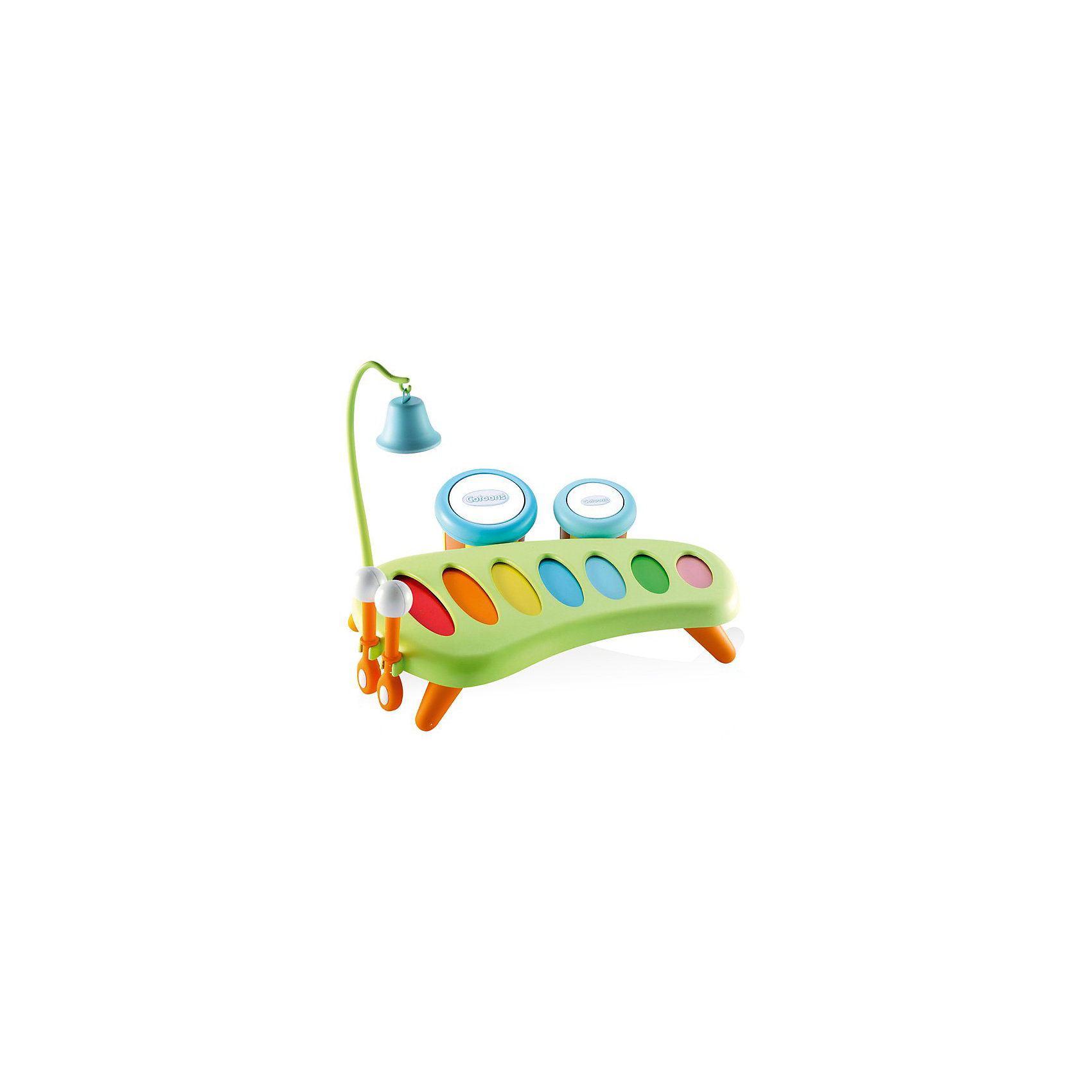 Smoby Cotoons Музыкальный инструмент - ксилофон Smoby Cotoons Музыкальный инструмент - ксилофонКсилофон от Smoby может стать первым музыкальным инструментом Вашего малыша.<br><br>Ксилофон стоит на небольших ножках. Его можно разместить на столике около малыша либо прямо на полу. У ксилофона 7 разноцветных звонких пластин, по которым так весело стучать специальными палочками, создавая свою собственную музыку. На корпусе ксилофона есть места для крепления дополнительных инструментов и для хранения палочек. Звонкий колокольчик занимает особое место в музыкальном наборе. Его звук заворожит любого малыша. Колокольчик крепится на высоком штативе с крючком. У тамбуринов разное звучание, постучите по ним попоременно. После игры они подвешиваются на одной стороне ксилофона. При использовании отдельно тамбурины превращаются в отличные маракасы.<br><br>Дополнительная информация:<br><br>В комплект входят:<br>- ксилофон; <br>- 2 тамбурина (диаметр 7 см и 9 см); <br>- металлический колокольчик с крючком; <br>- 2 палочки (длина 10,5 см). <br><br>Материал: пластмасса, металл.<br><br>Размер: 25 х 31 х 26 см.<br><br>Современная музыкальная игрушка для Вашего ребёнка!<br><br>Ширина мм: 310<br>Глубина мм: 260<br>Высота мм: 250<br>Вес г: 70<br>Возраст от месяцев: 12<br>Возраст до месяцев: 36<br>Пол: Унисекс<br>Возраст: Детский<br>SKU: 2149451