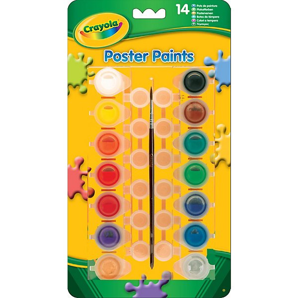 Набор красок, Crayola Набор красок, CrayolaКраски и кисточки<br>Набор красок от Crayola, 14 цветов. <br><br>Способствует творческому развитию ребенка. <br><br>Краски от Crayola – это гарантия качества и безопасности для вашего ребенка. В их составе – только экологически чистые, не токсичные и не вызывающие аллергии красители, которые не раздражают нежную детскую кожу при случайном попадании. <br><br>Краски легко смываются с рук малыша теплой водой и с одежды, пригодной для стирки в обычном режиме.<br><br>Дополнительная информация:<br><br>В набор входит 14 баночек с гуашевой краской разных цветов,а так же кисточка и палитра для их смешивания. <br><br>Чистые яркие цвета станут для ребенка отличной мотивацией – ведь обучаться рисованию с ними особенно легко и приятно.<br><br>Ширина мм: 150<br>Глубина мм: 200<br>Высота мм: 220<br>Вес г: 160<br>Возраст от месяцев: 36<br>Возраст до месяцев: 1188<br>Пол: Унисекс<br>Возраст: Детский<br>SKU: 2149663