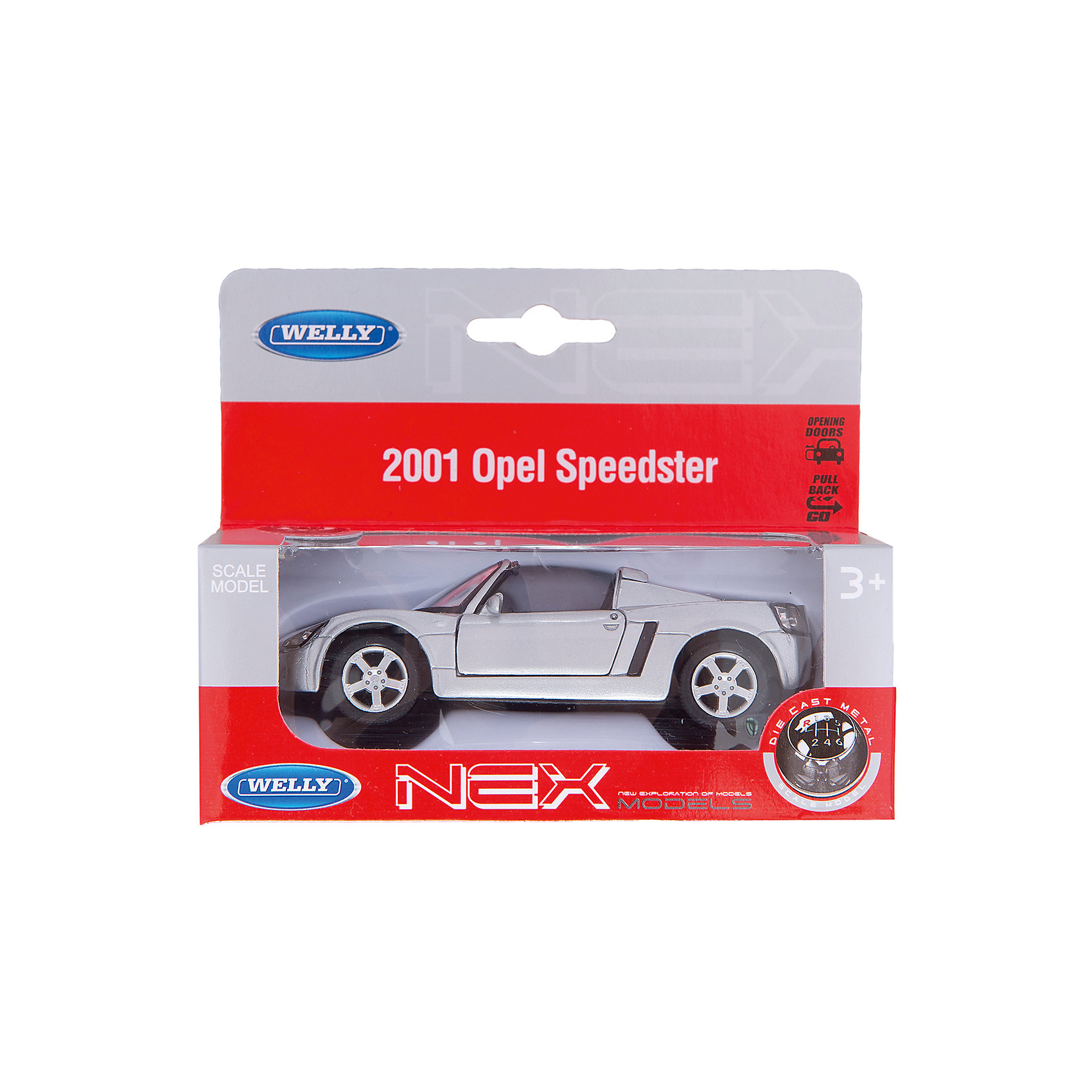 Welly Модель машины 1:34-39 OPEL SPEEDSTER Welly Модель машины 1:34-39 OPEL SPEEDSTERКоллекционные модели<br>Welly Модель машины 1:34-39 OPEL SPEEDSTER, (Велли)<br><br>Характеристики:<br><br>• двери открываются<br>• инерционный механизм<br>• материал: пластик, металл, резина<br>• размер упаковки: 15х6х12 см<br>• масштаб: 1:34-39<br><br>Уменьшенная копия машины Opel SPEEDSTEP представлена в масштабе 1:34-39. Модель оснащена инерционным механизмом и открывающимися дверцами. Кроме того, игрушка изготовлена из прочных, безвредных материалов для ребенка. Отличный выбор для пополнения детского автопарка!<br><br>Welly Модель машины 1:34-39 OPEL SPEEDSTER, (Велли) вы можете купить в нашем интернет-магазине.<br><br>Ширина мм: 140<br>Глубина мм: 60<br>Высота мм: 60<br>Вес г: 155<br>Возраст от месяцев: 84<br>Возраст до месяцев: 1188<br>Пол: Мужской<br>Возраст: Детский<br>SKU: 2150125
