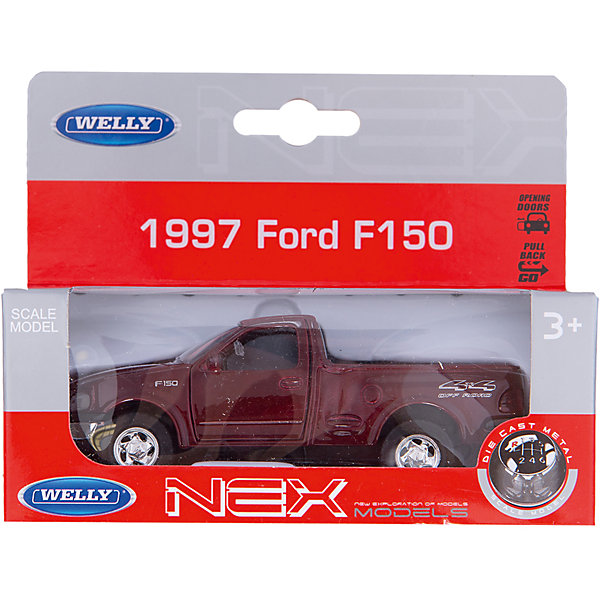 Welly Модель машины 1:34-39 1997 FORD F150 PICK UP Welly Модель машины 1:34-39 1997 FORD F150 PICK UPМашинки<br>Welly Модель машины 1:34-39 1997 FORD F150 PICK UP<br><br>Характеристика:<br><br>-Размер упаковки: 180х80х70 мм<br>-Вес: 0,3 кг<br>-Для мальчиков<br>-Возраст: от 1 года<br>-Материал: пластик, металл<br>-Цвет: серебряный <br>-Бренд: Welly<br>-Производитель: Китай<br><br>Машина модели 1999 FORD F-150 Flareside Supercab Pick Up - это уменьшенная версия настоящего внедорожника. С такой машиной игры ребёнка станут интереснее и реалистичнее. Машина привлекает своим блеском, благодаря серебристому цвету. Так же у нее открываются передние двери.<br><br>Welly Модель машины 1:34-39 1997 FORD F150 PICK UP можно приобрести в нашем интернет-магазине.<br><br>Ширина мм: 150<br>Глубина мм: 60<br>Высота мм: 60<br>Вес г: 154<br>Возраст от месяцев: 84<br>Возраст до месяцев: 1188<br>Пол: Мужской<br>Возраст: Детский<br>SKU: 2150147