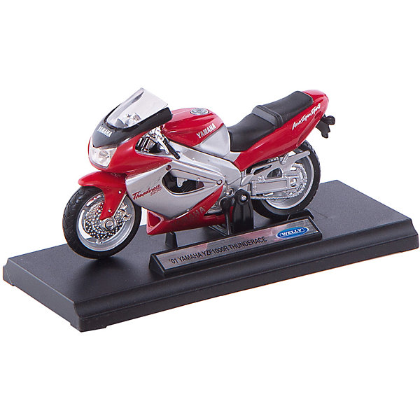 Welly Модель мотоцикла 1:18 Motorcycle / YAMAHA 2001 YZF1000R THUNDERACE Welly Модель мотоцикла 1:18 Motorcycle / YAMAHA 2001 YZF1000R THUNDERACEМашинки<br>Характеристики модели мотоцикла 1:18 Motorcycle / Yamaha:<br><br>- бренд: Welly<br>- возраст: от 3 лет<br>- пол: для мальчиков<br>- модель: Yamaha YZF1000R Thunderace 2001.<br>- цвет: серебристо-красный.<br>- масштаб: 1:18.<br>- материал: металл, пластик, резина.<br>- размер упаковки: 17 * 11 * 7 см.<br>- размер игрушки: 13 * 6 * 5 см.<br>- вес: 220 г.<br>- упаковка: коробка с дисплеем.<br><br>Модель мотоцикла Yamaha YZF1000R Thunderace 2001 — точная копия своего одноименного прототипа, выполненная в масштабе 1:18. Спортивный байк создавался для участия в европейских гонках, где он очень успешно себя показал. Его максимальная скорость — 265 км/ч. Модель изготовлена из высокопрочных и качественных материалов. Приборная панель и корпус тщательно проработаны, лобовое стекло небьющееся. Переднее колесо управляется рулем, есть зеркала заднего вида, фары, выхлопная труба и подножка.<br><br>Модель мотоцикла 1:18 Motorcycle / Yamaha торговой марки Welly можно купить в нашем интернет-магазине.<br><br>Ширина мм: 170<br>Глубина мм: 110<br>Высота мм: 70<br>Вес г: 167<br>Возраст от месяцев: 84<br>Возраст до месяцев: 1188<br>Пол: Мужской<br>Возраст: Детский<br>SKU: 2150161