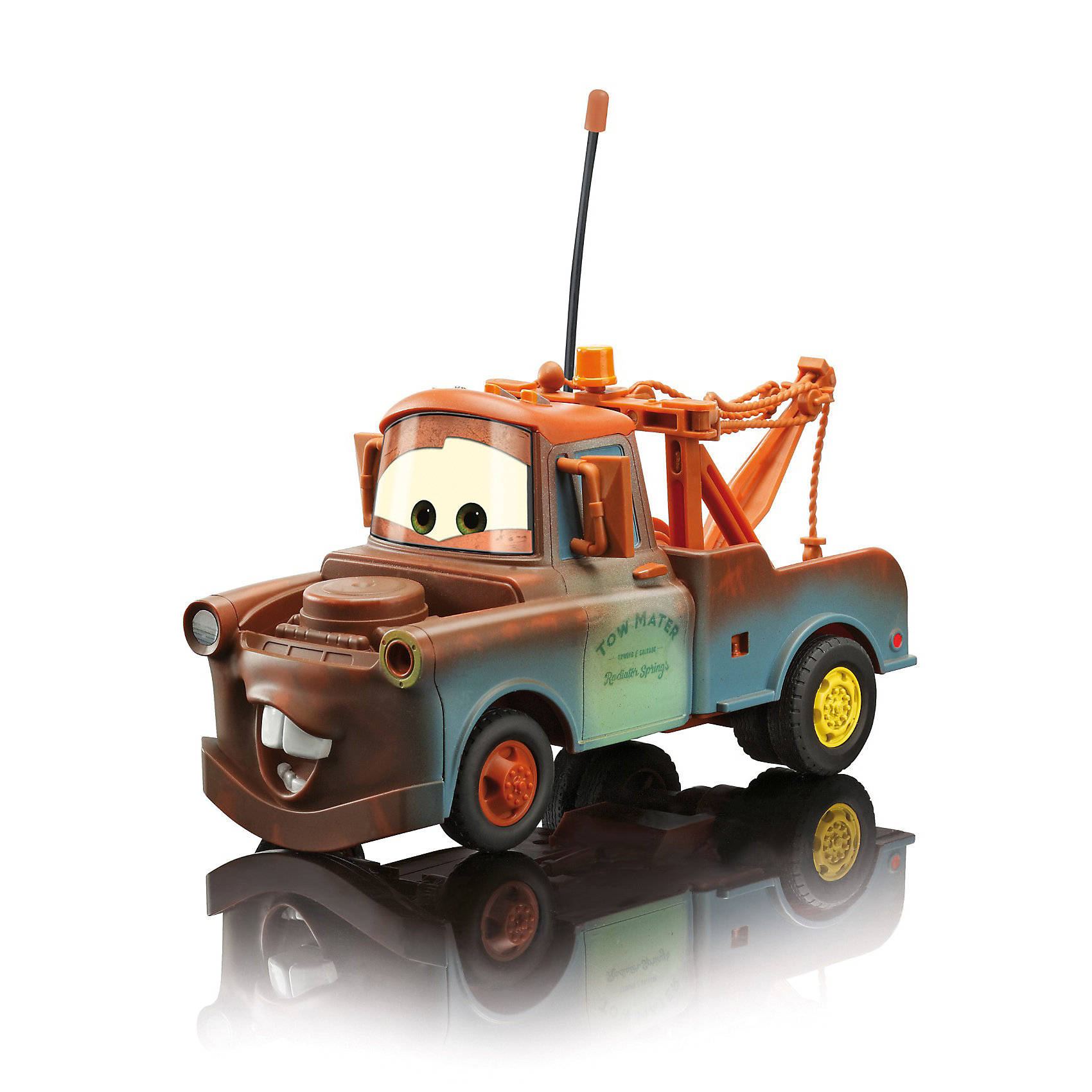 Машинка Mater на р/у, Тачки, 19 см Машинка Mater на р/у, Тачки, 19 смИгрушки<br>Машинка Mater Dickie на радиоуправлении порадует всех юных поклонников мультсериала Тачки (Cars). Мэтр (Mater) - один из главных персонажей мультфильма, веселый грузовик-эвакуатор, который помогает выбраться машинам из ям и канав. Внешний вид машинки полностью соответствует своему мультперсонажу. <br><br>С помощью пульта управления машинка может выполнять различные маневры: постепенно набирать скорость, двигаться вперед-назад, влево-вправо. Пульт и сама машинка оснащены антеннами с пластмассовыми наконечниками. Частота 27+40 МГц. Колеса широкие, прорезиненные.<br><br>Дополнительная информация:<br><br>- Масштаб: 1:24.<br>- Материал: пластмасса.<br>- Требуются батарейки: в пульт - 3х1,5V LR03(AAA), в машинку - 3х1,5V LR6(AA) (в комплект не входят).<br>- Размер игрушки: 19 см.<br>- Размер упаковки: 30,3 х 15,3 х 14,9 см.<br>- Вес: 0,727 кг.<br><br>Машинку на радиоуправлении Mater Dickie можно купить в нашем интернет-магазине.<br><br>Ширина мм: 315<br>Глубина мм: 154<br>Высота мм: 154<br>Вес г: 701<br>Возраст от месяцев: 72<br>Возраст до месяцев: 120<br>Пол: Мужской<br>Возраст: Детский<br>SKU: 2200376