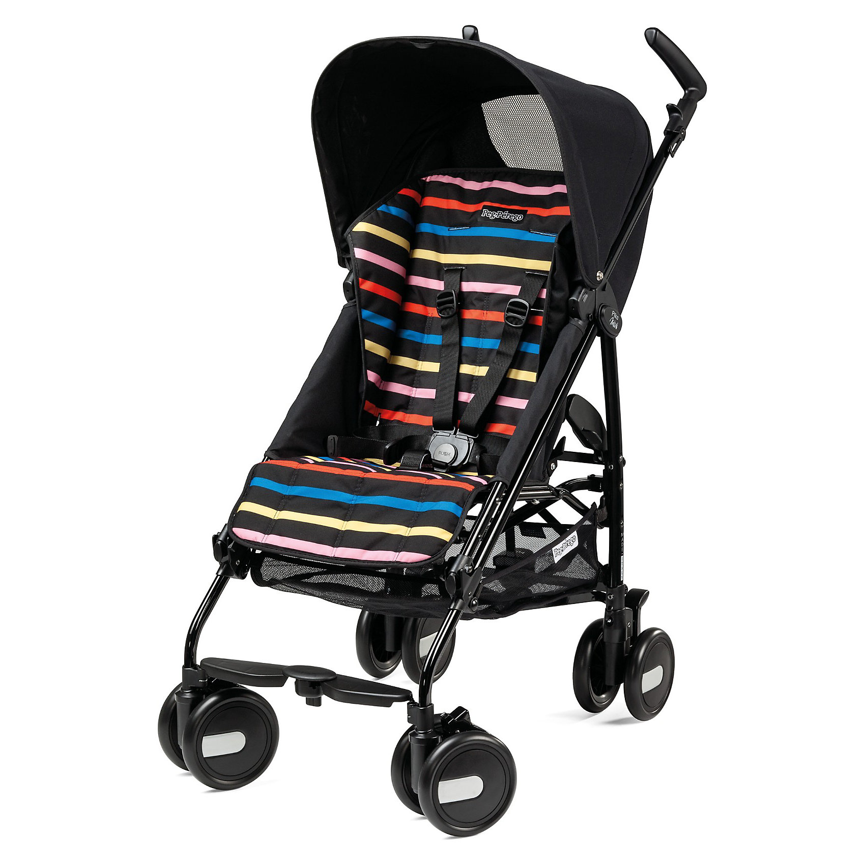 Коляска-трость Peg-Perego Pliko Mini с бампером, Neon Коляска-трость Peg-Perego Pliko Mini с бампером, NeonКоляски-трости<br>Коляска-трость Pliko Mini, Peg-Perego - компактная прогулочная коляска с небольшими габаритами, которая отвечает всем требованиям комфорта и безопасности малыша. Очень практична для использования в любой ситуации. Коляска оснащена удобным для ребенка сиденьем с мягкими 5- точечными ремнями безопасности. Дополнительно можно приобрести мягкий съемный бампер (отдельно бампер без коляски не продается!). Спинка легко раскладывается в 3 положениях вплоть до горизонтального. Опора для ножек регулируется, что обеспечивает<br>малышу правильную осанку. Большой капюшон со смотровым окном защитит от солнца и дождя. <br><br>Для родителей предусмотрены удобные ручки и вместительная корзина для принадлежностей малыша. Коляска оснащена 4 двойными колесами (передние - поворотные с возможностью фиксации, задние - с тормозом). Благодаря узкой колесной базе коляска без труда преодолевает<br>даже самые узкие проемы дверей, лифтов и турникетов. Легко и компактно складывается тростью, что позволяет использовать ее во время поездок и путешествий. Обивку можно снимать и стирать. Подходит для детей от 6 мес. до 3 лет.<br><br><br>Особенности:<br><br>- удобна для транспортировки и хранения;<br>- объемный капюшон от солнца и дождя;<br>- спинка сиденья регулируется 3 положениях;<br>- регулируемая подножка; <br>- корзина для вещей ребенка;<br>- передние поворотные колеса с возможностью фиксации;<br>- узкая колесная база;<br>- легко и компактно складывается тростью.<br><br><br>Дополнительная информация:<br><br>- Цвет: Neon полосы.<br>- Материал: текстиль, металл, пластик.<br>- Диаметр колес: 14,6 см.<br>- Максимальная длина спального места: 87 см.<br>- Размер в разложенном виде: 84 х 50 х 101 см.<br>- Размер в сложенном виде: 34 х 32 х 94 см.<br>- Вес: 5,7 кг.<br><br>Коляску-трость Pliko Mini + бампер передний, Peg-Perego, Neon полосы, можно купить в нашем интернет-магазине.<br><br>Ширина мм: 990<br>Глубина мм: 280<br>Высота мм: 280<br>Вес г: 7310<br>Цвет: mehrfarbig<br>Возраст от месяцев: 6<br>Возраст до месяцев: 36<br>Пол: Унисекс<br>Возраст: Детский<br>SKU: 2212520