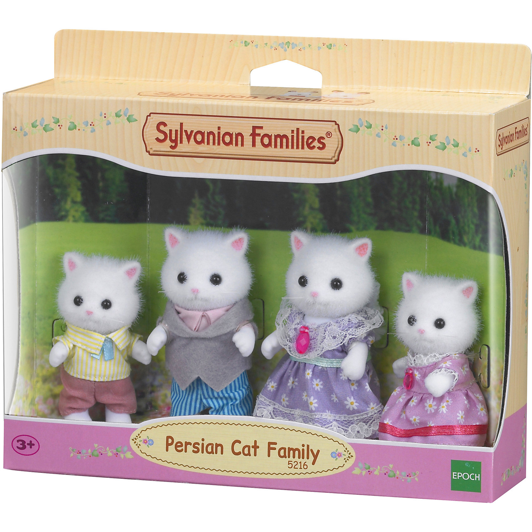Набор Семья персидских котов Sylvanian Families Набор Семья персидских котов Sylvanian FamiliesSylvanian Families<br>Семья персидских котов Sylvanian Families - это семья очень творческих котов из Сильвании. <br><br>Sylvanian Families – это удивительный мир, в котором сказочные животные живут настоящими семьями. В этом мире существуют не только взрослые персонажи, но и детишки разного возраста, а также бабушки и дедушки. Их мир наполнен гармонией и заботой друг о друге. <br><br>Семья состоит из папы, мамы, дочки и сынишки. У каждого из них есть имя и характер.<br><br>Папа Септимус (Septimus) - мастер-ремесленник, который делает самые красивые ковры. В своей мастерской он придумывает необычные узоры с использованием самых различных материалов, поэтому его коврами может гордиться каждый житель Сильвании. <br><br>Мама Саломе (Salome) - художница, которая черпает вдохновение из природы. Она часто помогает своему мужу в изготовлении ковров. Саломе может часами сидеть за мольбертом в лесу и рисовать. <br><br>Братик Нолли (Nolly) готов проводить все время за играми в саду, делая перерыв только для того, чтобы пообедать. Он очень любит лазить по деревьям, но часто зависает на каком-то огромном дереве и не может слезть. Приходится звать на помощь папу, который обязательно ему поможет.<br><br>Сестричка Сади (Sadie) не находит ничего лучше, чем уединиться с хорошей книгой в самой солнечной части дома. Она читает так много книг, что иногда забывает о реальности.<br><br>Каждый персонаж одет в костюмчик, который легко снимается. На папе симпатичный костюм с рубашкой, на маме ситцевое платье. Детишки очень похожи на своих родителей: на сыне комбинезон с рубашкой, а на дочке платье с бантиками и кружавчиками.<br><br>У всех кошек двигаются лапки, пушистые хвосты гнутся.<br><br>Дополнительная информация:<br><br>- Размер мамы и папы: 8 см.<br>- Размер дочки и сына: 6,5 см.<br>- Размер упаковки (д/ш/в): 20 х 6 х 15 см.<br>- Материал: текстиль, ПВХ с полимерным напылением, пластмасса.<br><br>Этот набор обязательно порадует Вашего ребёнка, ведь теперь он сможет разыгрывать сценки из собственной жизни! Набор также способствует развитию фантазии и навыков общения.<br><br>Ширина мм: 200<br>Глубина мм: 150<br>Высота мм: 55<br>Вес г: 250<br>Возраст от месяцев: 36<br>Возраст до месяцев: 144<br>Пол: Женский<br>Возраст: Детский<br>SKU: 2226662