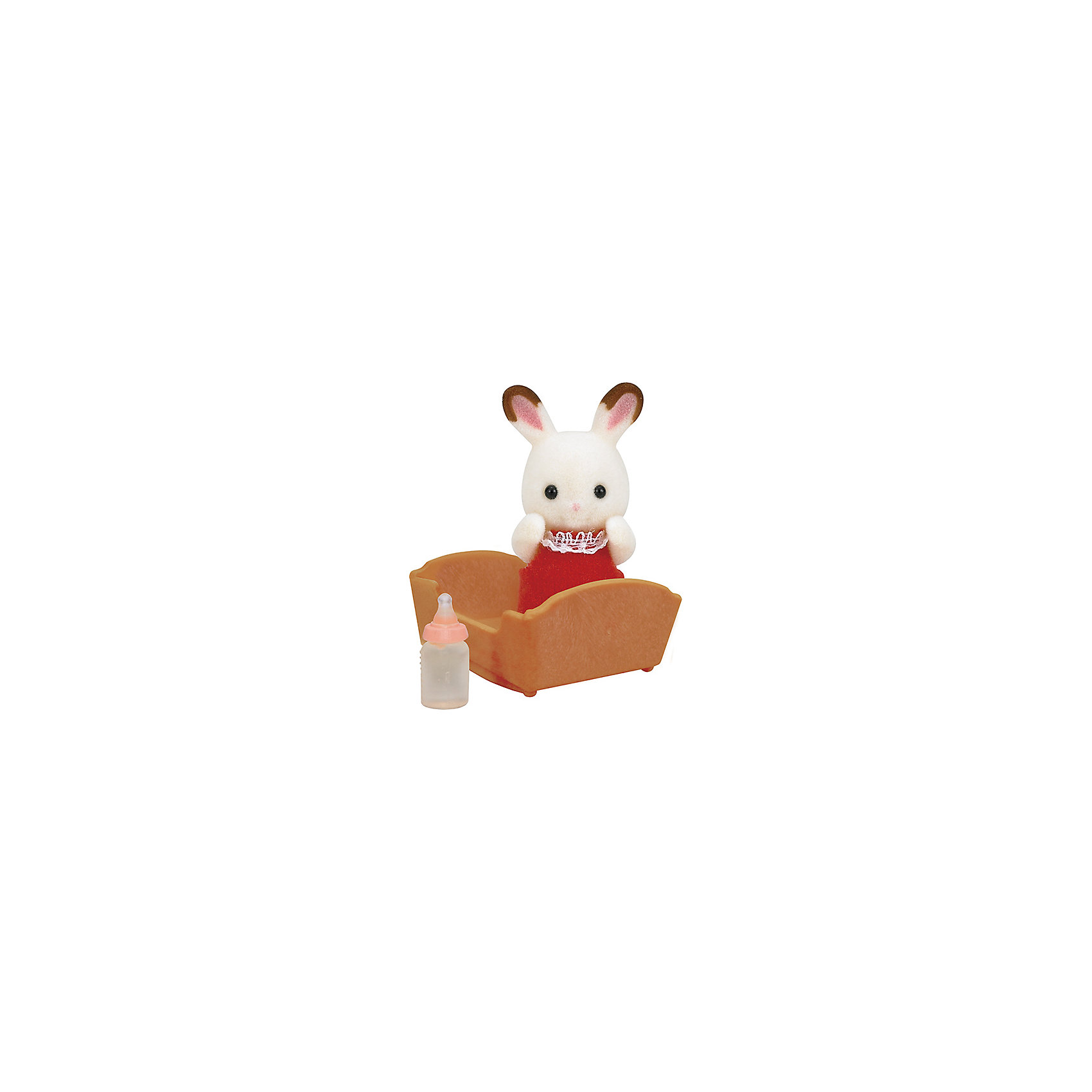 Набор Малыш шоколадный кролик Sylvanian Families Набор Малыш шоколадный кролик Sylvanian FamiliesSylvanian Families<br>Малыш шоколадный кролик с аксессуарами от Sylvanian Families (Сильваниан Фамилиес). <br><br>У шоколадных кроликов есть одна отличительная черта - на беленьких ушках есть коричневые пятна. Эти пятна появляются с рождения, и являются особенностью этой семьи. Посмотрите, даже у малыша уже есть милые пятнышки! <br><br>Дополнительная информация:<br><br>В комплекте:<br>- кролик;<br>- колыбелька;<br>- бутылочка.<br><br>Высота кролика: 3,5 см.<br>Размер упаковки (д/ш/в): 8 х 4 х 12 см.<br>Материал: текстиль, ПВХ с полимерным наполнением, пластмасса.<br><br>Ширина мм: 121<br>Глубина мм: 78<br>Высота мм: 38<br>Вес г: 37<br>Возраст от месяцев: 36<br>Возраст до месяцев: 72<br>Пол: Женский<br>Возраст: Детский<br>SKU: 2328119