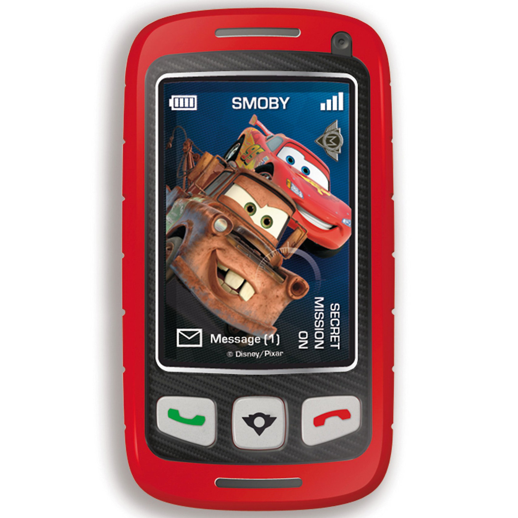 Телефон Шпиона, Тачки-2, Smoby Телефон Шпиона, Тачки-2, SmobyТелефоны<br>Smoby Телефон Шпиона Тачки (Cars) 2 - телефон-слайдер со встроенным трансформатором, оформленный в стиле любимого диснеевского мультфильма Тачки (Cars)-2. Отличная игрушка для всех поклонников мультфильма и просто юных любителей поиграть в шпионов!<br><br>Телефон записывет голос и с помощью встроенного трансформатора меняет его до неузнаваемости. <br><br>Дополнительная информация:<br><br>- Слайдер. <br>- Кнопки вкл/выкл.<br>- Имитация звонка. <br>- 3 голосовых эффекта. <br>- Батарейки: ААА/LR3, 1,5 х 2 шт. (не входят в комплект).<br>- Материал: пластмасса.<br><br>Игрушка развивает воображение и фантазию вашего ребенка, дает ему возможность почувствовать себя в разных ролях.<br><br>Ширина мм: 190<br>Глубина мм: 170<br>Высота мм: 30<br>Вес г: 200<br>Возраст от месяцев: 36<br>Возраст до месяцев: 1164<br>Пол: Мужской<br>Возраст: Детский<br>SKU: 2356566