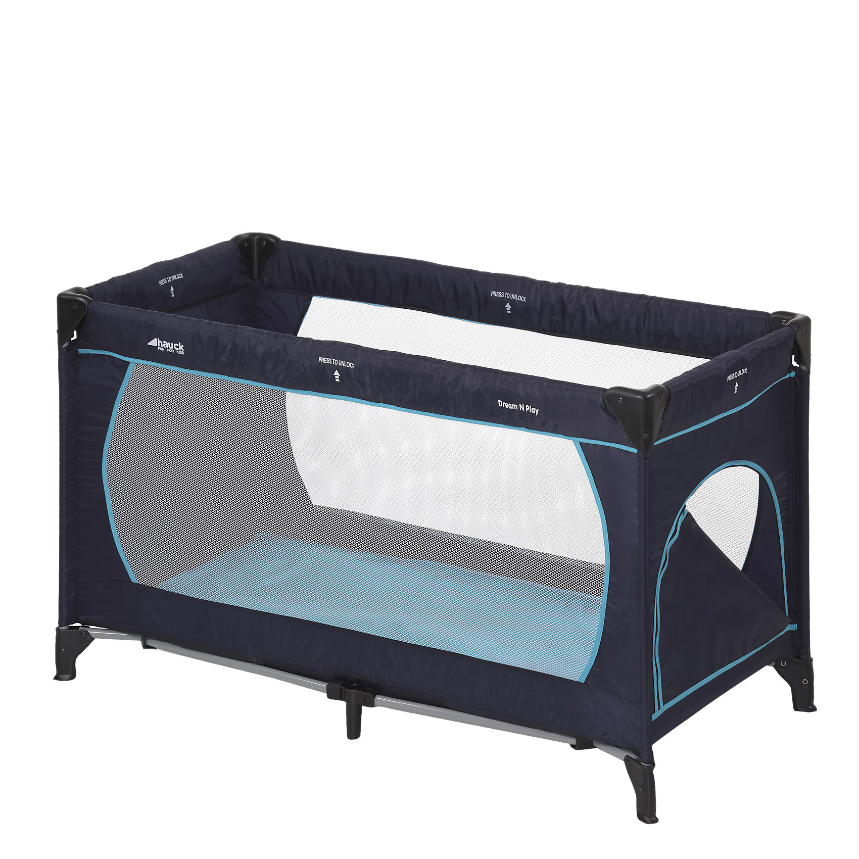 Манеж Dream`n Play Plus, Hauck, navy aqua Манеж Dream`n Play Plus, Hauck, navy aquaМанежи-кроватки<br>Манеж hauck Dreamn Play - для детей с 0 до 4 лет. Имеет прямоугольную форму, просторный.<br>Специальные двойные замки безопасности предохраняют hauck Dreamn Play от случайного складывания. Легкая система складывания по принципу зонтика, позволяет очень быстро сложить и разложить манеж.<br>Для дополнительной устойчивости и безопасности ребенка предусмотрены дополнительные центральные ножки.<br>Мягкие, прозрачные боковые стенки свободно пропускают воздух и позволяют не только присматривать за ребенком, но и позволяют Вашему малышу не чувствовать себя одиноким.<br><br>Размеры кроватки в разложенном виде (ДхШхВ): 125 x 65 x 76 см.<br>Размеры кроватки в сложенном виде (ДхШхВ): 23 x 24 x 76 см.<br>Вес кроватки: 9,8 кг.<br>С рождения до 15 кг.<br><br>В комплекте: сумка-чехол с ручками для удобной транспортировки и складывающийся матрас.<br><br>Ширина мм: 785<br>Глубина мм: 240<br>Высота мм: 215<br>Вес г: 7990<br>Цвет: синий<br>Возраст от месяцев: 0<br>Возраст до месяцев: 24<br>Пол: Унисекс<br>Возраст: Детский<br>SKU: 2369822