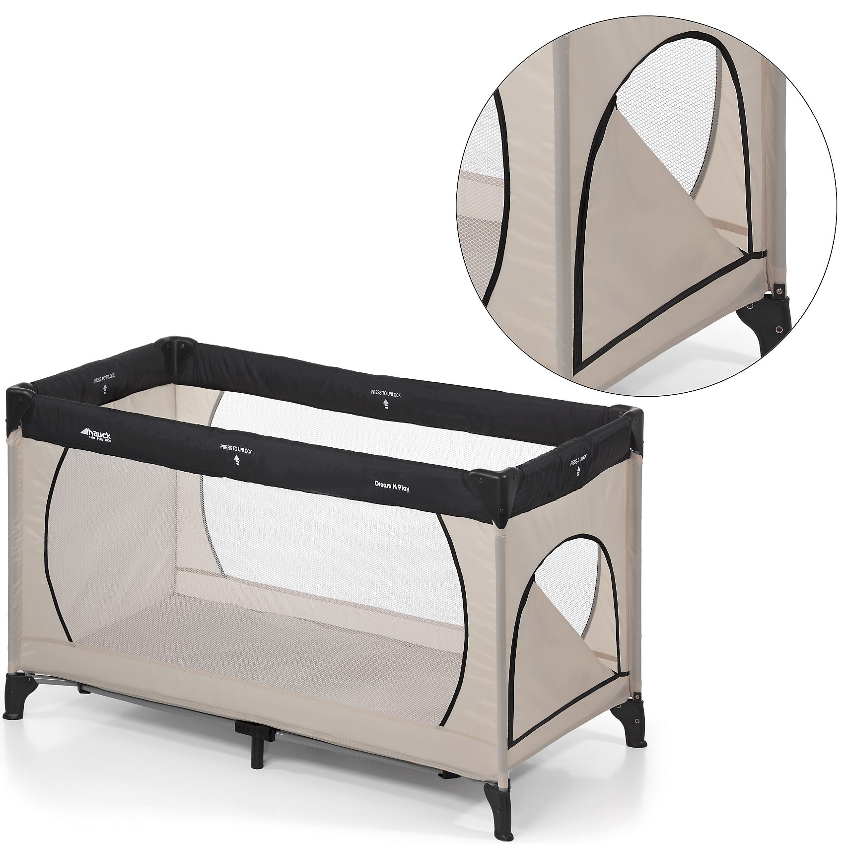 Манеж Dream`n Play Plus, Hauck, beige/grey Манеж Dream`n Play Plus, Hauck, beige/greyМанежи-кроватки<br>Манеж hauck Dreamn Play - для детей с 0 до 4 лет. Имеет прямоугольную форму, просторный.<br>Специальные двойные замки безопасности предохраняют hauck Dreamn Play от случайного складывания. Легкая система складывания по принципу зонтика, позволяет очень быстро сложить и разложить манеж.<br>Для дополнительной устойчивости и безопасности ребенка предусмотрены дополнительные центральные ножки.<br>Мягкие, прозрачные боковые стенки свободно пропускают воздух и позволяют не только присматривать за ребенком, но и позволяют Вашему малышу не чувствовать себя одиноким.<br><br>Размеры кроватки в разложенном виде (ДхШхВ): 125 x 65 x 76 см.<br>Размеры кроватки в сложенном виде (ДхШхВ): 23 x 24 x 76 см.<br>Вес кроватки: 9,8 кг.<br>С рождения до 15 кг.<br><br>В комплекте: сумка-чехол с ручками для удобной транспортировки и складывающийся матрас.<br><br>Ширина мм: 781<br>Глубина мм: 208<br>Высота мм: 220<br>Вес г: 8008<br>Цвет: бежевый<br>Возраст от месяцев: 0<br>Возраст до месяцев: 48<br>Пол: Унисекс<br>Возраст: Детский<br>SKU: 2369823