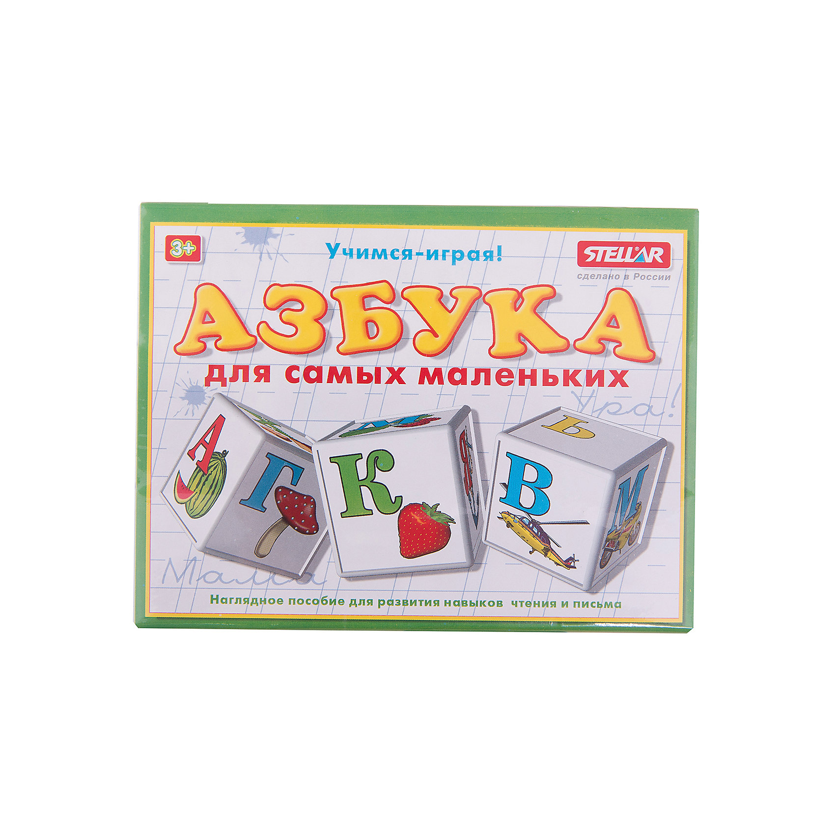 Кубики Азбука для маленьких, Стеллар Кубики Азбука для маленьких, СтелларКубики<br>Кубики Азбука для маленьких от Стеллар (Stellar). <br><br>В наборе - 12 кубиков с картинками. На гранях кубиков - буквы русского алфавита и предметы или объекты, название которых начинается с этих букв. Из кубиков можно составлять слова. <br>Кубики Азбука для маленьких в игровой форме знакомят вашего ребенка с буквами. <br>Благодаря этим кубикам развивается мелкая моторика рук, память и цветовое восприятие.<br><br>Кубики Азбука для маленьких от Стеллар — прекрасная обучающая и развивающая игра для детей дошкольного возраста!<br><br>Дополнительная информация:<br><br>- В комплекте: 12 кубиков с буквами и рисунками<br>- Материал: Полистирол <br>- Размер кубика: 40 х 40 х 40 мм<br>- Размер упаковки: 160 х 120 х 40 мм<br>- Вес: 206 г.<br><br>Кубики Азбука для маленьких от Стеллар (Stellar) можно купить в нашем интернет-магазине.<br><br>Ширина мм: 160<br>Глубина мм: 120<br>Высота мм: 40<br>Вес г: 206<br>Возраст от месяцев: 36<br>Возраст до месяцев: 1188<br>Пол: Унисекс<br>Возраст: Детский<br>SKU: 2407058