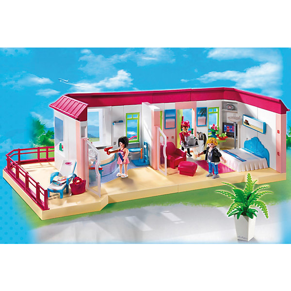 PLAYMOBIL5269 Отель: Номер люкс PLAYMOBIL5269 Отель: Номер люксПластмассовые конструкторы<br>PLAYMOBIL 5269 - это большой комфортный и уютный номер люкс для гостей отеля, который расположен на крыше отеля, с большой террасы открывается красивый панорамный вид, любоваться которым можно сидя в кресле за чашкой чая. В номере просторная гостиная, спальня, ванная комната. В комнате есть большая удобная кровать, кресло, телевизор, ковер, столик и другие предметы, создающие уют. Дверь номера открывается карточкой ключом.<br>В наборе три человечка, большая кровать, сантехника и мебель для ванной комнаты, мебель для гостиной и шезлонг для террасы. Шезлонг можно установить на террасе и позагорать. Набор совместим с Большим меблированным отелем и с другими наборами серии Отель можно использовать отдельно. Большой номер люкс прикрепляется к крыше отеля.<br><br>В набор Плеймобил 5269 входит помещение гостиничного номера, 3 фигурки человечков (работник отеля и 2 отдыхающих), кровать, кресло, шезлонг, сумка, фужеры, шампанское, столик, яблоки, цветок в горшке, фен, зубные щетки, торшер, умывальник, туалет, коврик и другие детали, всего 150 деталей. <br><br>У фигурок человечков подвижные конечности - возможность вложить в руки предметы, например, фен или фужер для шампанского. <br><br>Дополнительная информация:<br><br>- материал: пластик<br>- размеры игрушки:<br>- высота фигурок человечков: 7,5 см. <br>- длина номера люкс: 61,5 см. <br>- размер коробки: 44,5х12,4 х34,8 см.<br><br>Номер люкс от PLAYMOBIL 5269 можно купить в нашем интернет-магазине.<br><br>Ширина мм: 455<br>Глубина мм: 352<br>Высота мм: 130<br>Вес г: 1962<br>Возраст от месяцев: 48<br>Возраст до месяцев: 120<br>Пол: Унисекс<br>Возраст: Детский<br>SKU: 2435617