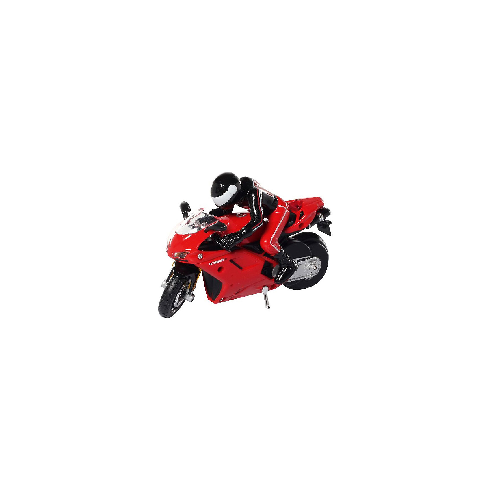 Мотоцикл Ducati 1098S на р/у, Maisto Мотоцикл Ducati 1098S на р/у, MaistoРадиоуправляемый транспорт<br>Модель представляет собой потрясающе точно выполненную копию настоящего классического мотоцикла Ducati 1098S. Мотоцикл работает при помощи инфракрасного пульта управления. Увеличение скорости контролируется кнопкой «турбо» на пульте, благодаря встроенному моховику в корпус мотоцикл удерживается в вертикальном положении.<br><br>Дополнительная информация:<br><br>- Управление: радиоуправляемая<br>- Питание: 4 батареи АА (не входят в комплект)<br>- Размеры машинки: 12 см<br>- Материал: пластик, металл<br><br>Мотоцикл Ducati 1098S на р/у, Maisto можно купить в нашем интернет-магазине.<br><br>Ширина мм: 70<br>Глубина мм: 262<br>Высота мм: 185<br>Вес г: 466<br>Возраст от месяцев: 36<br>Возраст до месяцев: 72<br>Пол: Мужской<br>Возраст: Детский<br>SKU: 2462969