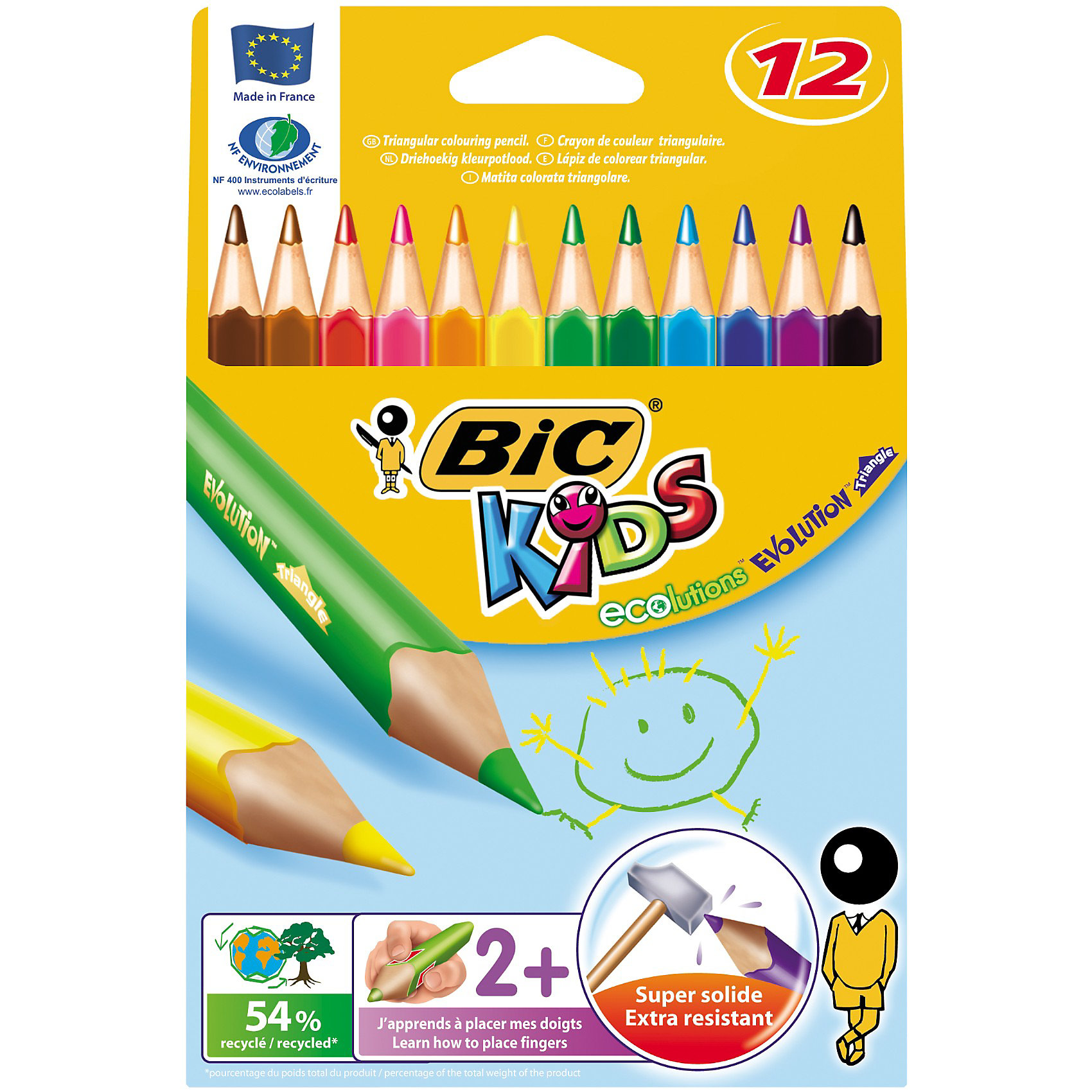 BIC Карандаши цветные Эволюшен Триэнжел 12 цветов BIC Карандаши цветные Эволюшен Триэнжел 12 цветовРисование<br>BIC Карандаши цветные Эволюшен Триэнжел 12 цветов - яркие пластиковые цветные карандаши удобной треугольной формы. <br><br><br>Прочный стержень, устойчивый к ударам и падениям. <br><br>Карандаш безопасен для детей - не расщепляется при механическом воздействии и не образует острых краев при изломе.<br><br>Яркие цвета!<br><br>Ширина мм: 10<br>Глубина мм: 130<br>Высота мм: 185<br>Вес г: 62<br>Возраст от месяцев: 36<br>Возраст до месяцев: 1188<br>Пол: Унисекс<br>Возраст: Детский<br>SKU: 2493061