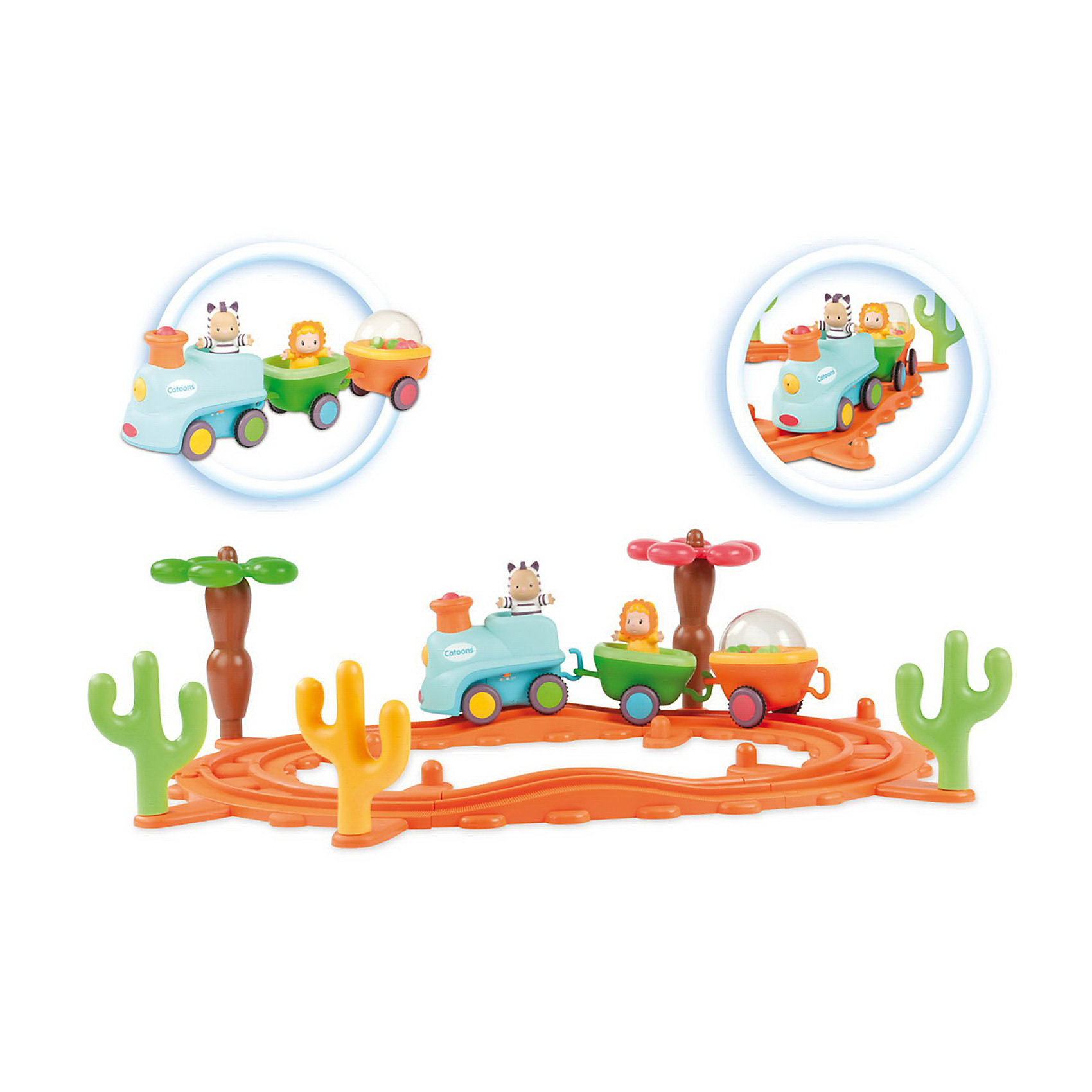 Smoby Музыкальная железная дорога Smoby Музыкальная железная дорогаИгрушечная железная дорога<br>В набор входит паровозик с тремя вагончиками, рельсы из пластмассы, и несколько импровизированных кактусов. В паровозике и вагонах сидят главные персонажи сериала Сotoons. Все персонажи легко вынимаются из своих мест. Еще один вагончик засыпан погремушками и во время движения поезда игрушка становится - погремушкой. А еще, во время движения музыкального поезда по железной дороге, персонажи начинают двигаться - кто-то вверх-вниз, кто-то кружиться по кругу.<br><br>Ширина мм: 400<br>Глубина мм: 150<br>Высота мм: 280<br>Вес г: 1619<br>Возраст от месяцев: 0<br>Возраст до месяцев: 1188<br>Пол: Унисекс<br>Возраст: Детский<br>SKU: 2497530