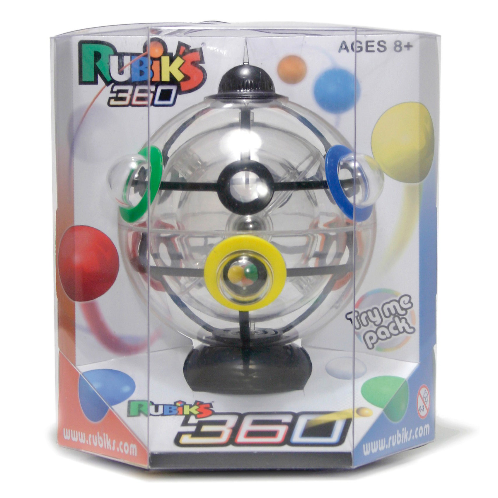 Головоломка Шарик Рубика, Rubiks Головоломка Шарик Рубика, RubiksГоловоломки<br>Rubiks Шарик Рубика - настоящий шедевр от профессора Рубика (он же Шар Рубика, Рубикс 360 или Сфера Рубика). <br><br>Эта новая головоломка от Рубикс ничем не похожа на кубик Рубика: она круглая, а не квадратная, прозрачная, а не разноцветная. Это новый Рубикс, это Шарик Рубика!<br><br> Шесть цветных шариков<br> Три прозрачных сферы<br> И.. всего одно решение!<br><br>Разгадать тайну Шарика будет не просто. На этот раз профессор Эрно Рубик создал головоломку абсолютно другого измерения: вместо ставших кллассикой кубических элементов, у Шарика - 3 подвижных сферы. Для решения понадобится не только логика, но и концентрация, ловкость, сноровка и контроль над гравитацией!<br><br>Задача: расположить цветные шарики, находящиеся внутри самой маленькой прозрачной сферы в лунки соответствующего цвета на самой большой, внешней сфере. Сложность в том, что между внутренней и внешней прозрачной сферой крутится средняя по размеру сфера, у которой всего 2 отверстия-выхода, через которые и нужно провести цветные шарики в процессе их пути наружу, в цветные лунки внешей сферы!<br><br>Ширина мм: 140<br>Глубина мм: 120<br>Высота мм: 165<br>Вес г: 280<br>Возраст от месяцев: 72<br>Возраст до месяцев: 1188<br>Пол: Унисекс<br>Возраст: Детский<br>SKU: 2504420