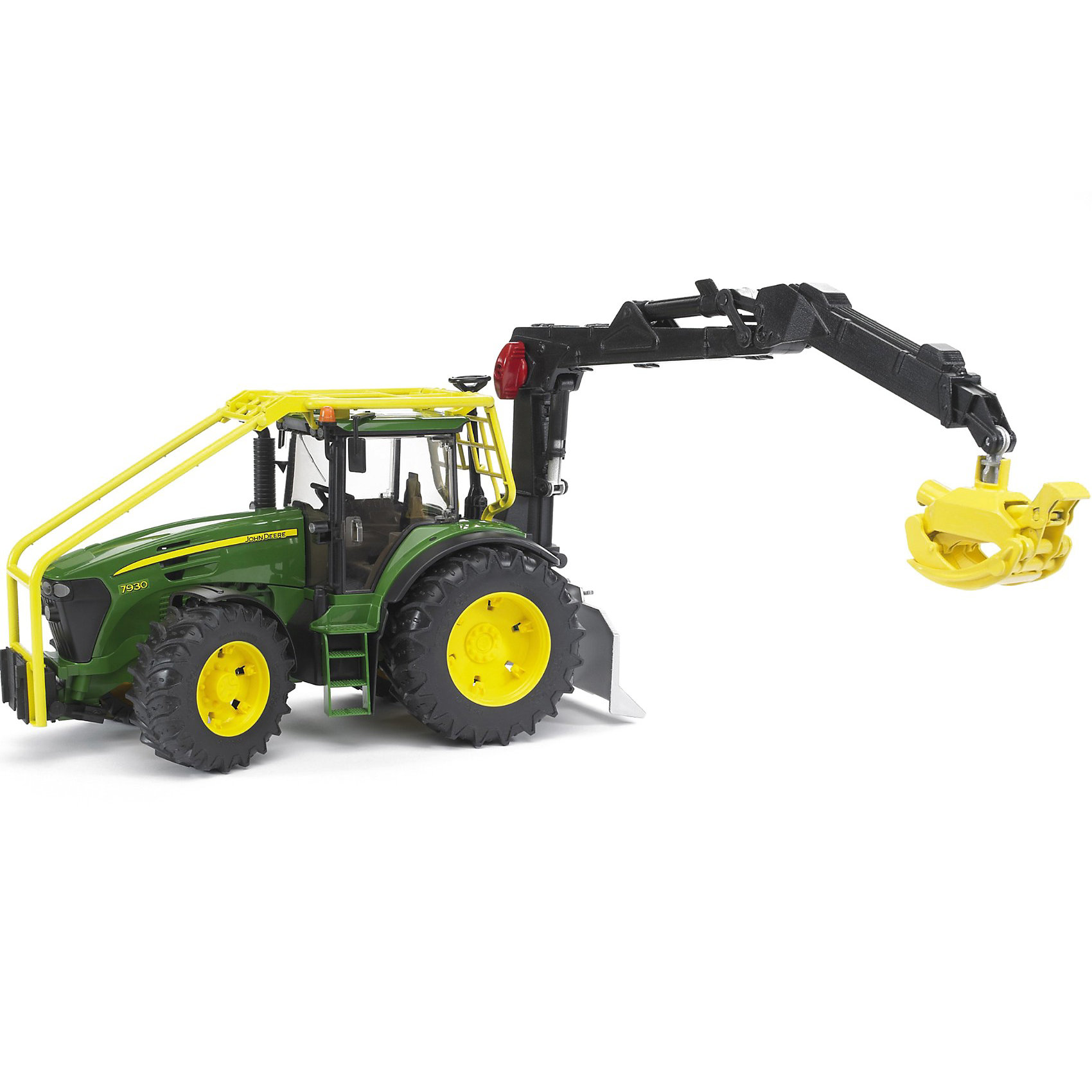 Трактор John Deere 7930 лесной с манипулятором, Bruder Трактор John Deere 7930 лесной с манипулятором, BruderКоллекционные модели<br>Трактор John Deere 7930 лесной с манипулятором Bruder (Брудер) это модель оригинальной техники в масштабе 1:16, которая станет замечательным подарком для Вашего ребенка. <br><br>Кабина трактора застеклена, оборудована вращающимся рулем, который поворачивает колеса на 45°, креслом и рычагом управления. Крышу кабины можно раздвинуть, вставить в нее рулевой стержень и управлять трактором сверху. Капот трактора открывается, предоставляя доступ к двигателю.<br><br>Манипулятор трактора подвижен, его можно зафиксировать в любом положении. В ковше манипулятора можно закреплять бревна и загружать их в прицеп. Трактор оснащён отвалом с крюком и фаркопом. На трактор можно устанавливать навесное оборудование или прицеп.<br><br>Крупные колёса трактора резиновые с протекторами, что обеспечивает тихий ход машины и сохранность напольного покрытия.<br><br>Дополнительная информация:<br><br>- Материал: высококачественный пластик, резина. <br>- Размер игрушки: 43,5 x 17,5 x 28,5 см. <br>- Размер упаковки: 52 х 19,5 х 27 см. <br>- Вес: 1,63 кг. <br><br>Игровая техника Брудер развивает у ребенка логическое мышление и воображение, мелкую моторику, зрительное восприятие и память.<br><br>Трактор John Deere 7930 лесной Bruder можно купить в нашем интернет-магазине.<br><br>Ширина мм: 510<br>Глубина мм: 265<br>Высота мм: 190<br>Вес г: 1608<br>Возраст от месяцев: 48<br>Возраст до месяцев: 96<br>Пол: Мужской<br>Возраст: Детский<br>SKU: 2514134