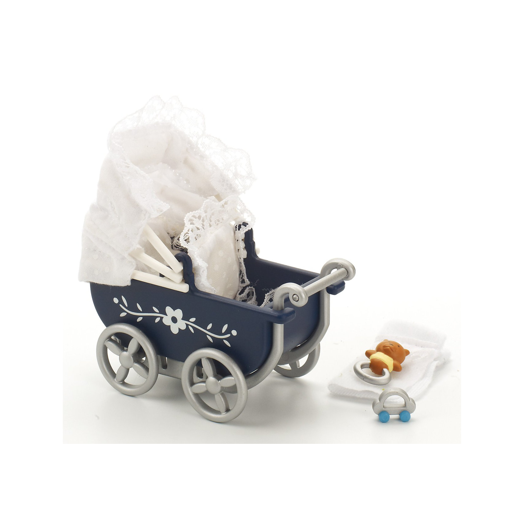 Набор Коляска для двойни Sylvanian Families Набор Коляска для двойни Sylvanian FamiliesИгровой набор Коляска для двойни от Sylvanian Families (Сильваниан Фэмилиес) - это невероятно привлекательный комплект, иметь который, мечтает каждая девочка! <br>С такой удобной коляской герои могут гулять со своими малышами целые дни. В эту миниатюрную коляску могут поместиться 2 малютки, ведь она предназначена для двойни. Симпатичная коляска с изогнутой ручкой выполнена в стиле ретро. Здесь есть мягкий матрасик с оборочками, подушка, одеялко и 2 игрушки-погремушки. Капюшон коляски также выполнен из ткани с оборочкой по краю, может складываться. <br>Набор позволяет развивать ребенку навыки сюжетно-ролевой игры. <br>В комплекте: коляска с аксессуарами, 2 игрушки-погремушки.<br>Размер коробки: 12 х 6 х 15см. <br>Размер коляски: 8,5 х 4,5 х 7 см.<br><br>Ширина мм: 159<br>Глубина мм: 159<br>Высота мм: 137<br>Вес г: 80<br>Возраст от месяцев: 36<br>Возраст до месяцев: 144<br>Пол: Женский<br>Возраст: Детский<br>SKU: 2531408