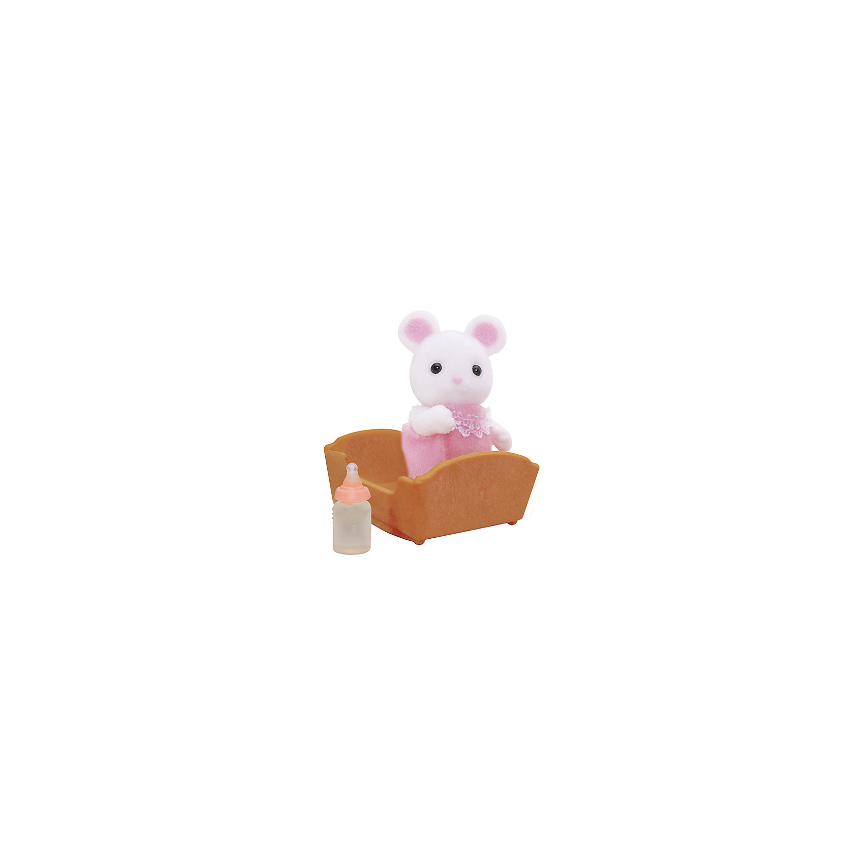 Набор Малыш Белый Мышонок Sylvanian Families Набор Малыш Белый Мышонок Sylvanian FamiliesSylvanian Families<br>Малыш Белый Мышонок Sylvanian Families (Сильваниан Фамилиес) - сладкий малыш, о котором так и хочется позаботиться! Он одет в розовый комбинезончик с кружевами и любит спать в своей колыбельке, особенно зимой. Малыша нужно покормить из бутылочки и уложить спать в уютную кроватку. <br>Голова малыша с черными глазками-бусинками поворачивается, а лапки двигаются.<br><br>В комплекте:<br>- Малыш Белый Мышонок высотой 3,5 см<br>- колыбелька<br>- бутылочка <br>Дополнительная информация:<br>Размер коробки: 8 х 4 х 12 см.<br><br> Материал: высококачественная пластмасса, ПВХ с полимерным напылением, текстиль. <br><br>Ваш ребенок будет в восторге от этого малыша!<br><br>Ширина мм: 122<br>Глубина мм: 76<br>Высота мм: 35<br>Вес г: 37<br>Возраст от месяцев: 36<br>Возраст до месяцев: 72<br>Пол: Женский<br>Возраст: Детский<br>SKU: 2531415