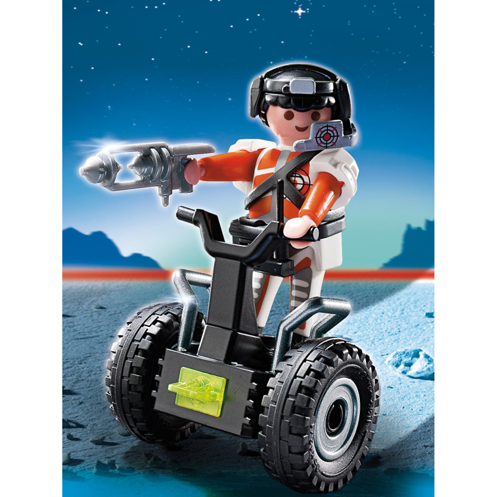 PLAYMOBIL 5296 Экстра-набор: Топ агент на гоночной машине PLAYMOBIL 5296 Экстра-набор: Топ агент на гоночной машинеПластмассовые конструкторы<br>Топ агент на гоночной машине сделает любую игру увлекательной и интересной. <br>Создать ситуацию с преследованием нарушителя можно, используя игровые наборы Playmobil (Плеймобил). <br>Усевшись на специализированный рейсер агент, может управлять им одной рукой. <br>Вторая рука останется свободной, ею можно держать бластер для стрельбы по уходящему противнику. <br>Днем можно быстро догнать нарушителя на двухколесном транспортном средстве. <br>Свободное передвижение в толпе людей возможно за счет маленького размера транспорта. <br>В ночное время пригодится шлем с встроенным ночным видением. <br>Фигурка агента легко снимается с транспорта и закрепляется обратно. <br>Ребенок может играть только с фигуркой, ведя расследование и расспрашивая свидетелей, или преследовать противника на гоночном транспорте. <br>Конструкторы удобны в использовании, с ними можно придумать много игр, используя части вместе или отдельно.<br>В набор от Playmobil входит транспортный рейсер и агент с бластером и шлемом ночного видения.<br>Игрушка развивает фантазию и внимание, образное мышление и любознательность ребенка.<br><br>PLAYMOBIL 5291 Экстра-набор: Девочка и пони можно купить в нашем магазине.<br><br>Ширина мм: 143<br>Глубина мм: 101<br>Высота мм: 35<br>Вес г: 77<br>Возраст от месяцев: 48<br>Возраст до месяцев: 120<br>Пол: Мужской<br>Возраст: Детский<br>SKU: 2554725