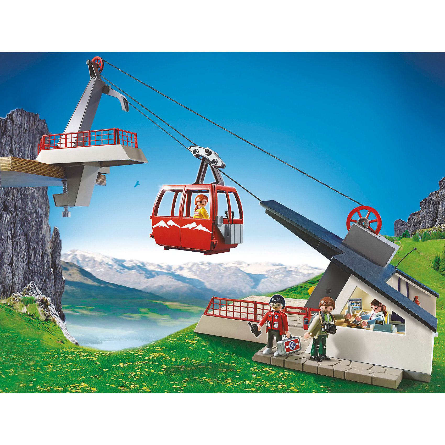 PLAYMOBIL 5426 В горах: Фуникулер PLAYMOBIL 5426 В горах: ФуникулерПластмассовые конструкторы<br>С этим замечательным набором вам обеспечено интересное и увлекательное путешествие в горы на фуникулере. Этот вид транспорта встречается достаточно редко. У вашего ребенка есть удивительная возможность познакомиться с ним. Узнать, как работает фуникулер, собрать его самостоятельно и конечно, прокатить на нем игрушки. С помощью рычага можно поднимать и опускать кабину, а также поднимать туристов на смотровую площадку. Оператор фуникулера находится в командном центре, оборудованном компьютером и кассой. Этот замечательный набор выполнен из высококачественного пластика, все детали - прекрасно проработаны. Играть с ним не только приятно и интересно - подобные виды игры развивают мелкую моторику, воображение, творческое мышление.<br><br>Дополнительная информация:<br><br>- Комплектация: фуникулер, кабинка, 4 фигурки туристов в одежде, 2 ранца, <br>инструменты, стул, аптечка, огнетушитель, касса, дополнительные аксессуары ( кресло, аптечка, снаряжение альпиниста, лопата, бинокль, огнетушитель)<br>- Материал: пластик.<br>- Размеры: 60х10х50 см.<br>- Высота фигурки: 7,5 см<br>- Канатная дорога с максимальной длиной троса около 2 метров.<br><br>PLAYMOBIL (Плеймобил) 5426 В горах: Фуникулер можно купить в нашем магазине.<br><br>Ширина мм: 600<br>Глубина мм: 500<br>Высота мм: 100<br>Вес г: 2326<br>Возраст от месяцев: 48<br>Возраст до месяцев: 120<br>Пол: Унисекс<br>Возраст: Детский<br>SKU: 2554740