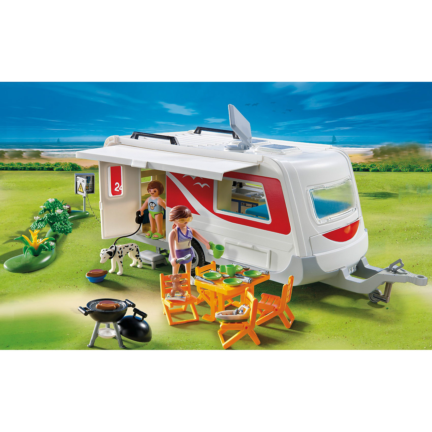 PLAYMOBIL 5434 Каникулы: Семейный автоприцеп PLAYMOBIL 5434 Каникулы: Семейный автоприцепПластмассовые конструкторы<br>Прекрасный набор со множеством элементов и деталей. На таком замечательном семейном автомобиле можно отправиться куда угодно! Автомобиль имеет откидную крышу которую можно использовать как тент от дождя. В этой просторном автоприцепе есть все необходимое для долгих путешествий: мебель, посуда, продукты питания и даже - душевая кабина. Он выполнен из высококачественного пластика, все детали - прекрасно проработаны. Играть с таким набором не только приятно и интересно - подобные виды игры развивают мелкую моторику, воображение, творческое мышление.<br><br><br>Дополнительная информация:<br><br>- Комплектация: фигурки мамы и ребенка, вилка (4шт) , нож (4 шт.), ложка (4 шт.), душевая кабина, стол, стул, сковорода( 2 шт.), набор инструментов, трос, лужайка, набор для, набор для барбекю, банки, собака далматин, игрушка-мишка, огнетушитель, еда. <br>- Материал: пластик.<br>- Размеры: 32 х 12 х 13 см<br><br>PLAYMOBIL (Плеймобил) 5434 Каникулы: Семейный автоприцеп можно купить в нашем магазине.<br><br>Ширина мм: 405<br>Глубина мм: 302<br>Высота мм: 129<br>Вес г: 1070<br>Возраст от месяцев: 48<br>Возраст до месяцев: 120<br>Пол: Унисекс<br>Возраст: Детский<br>SKU: 2554748