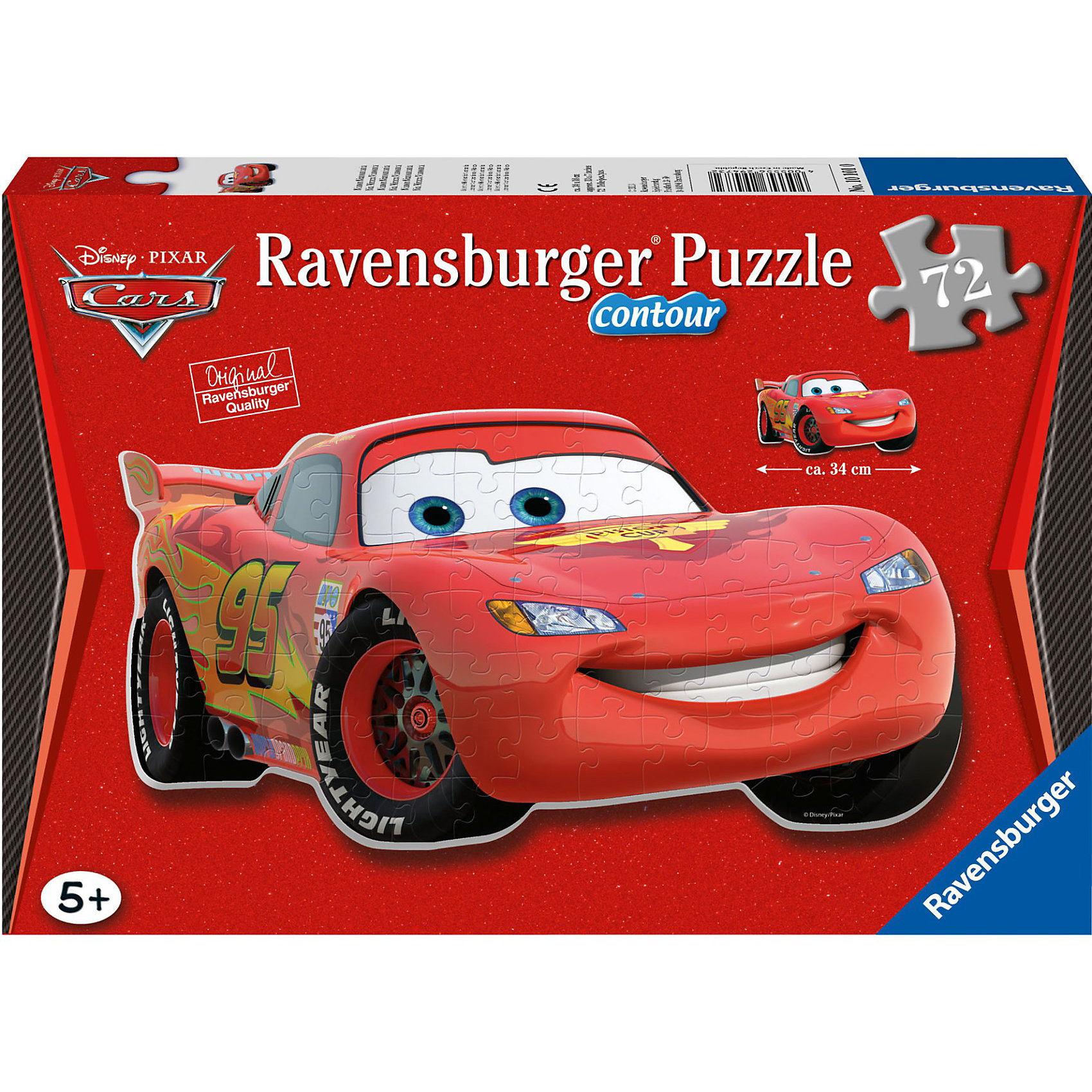 Ravensburger Контурный пазл Тачки Ravensburger, 72 детали 3d пазл ravensburger неоновые тачки 108 элементов 122509