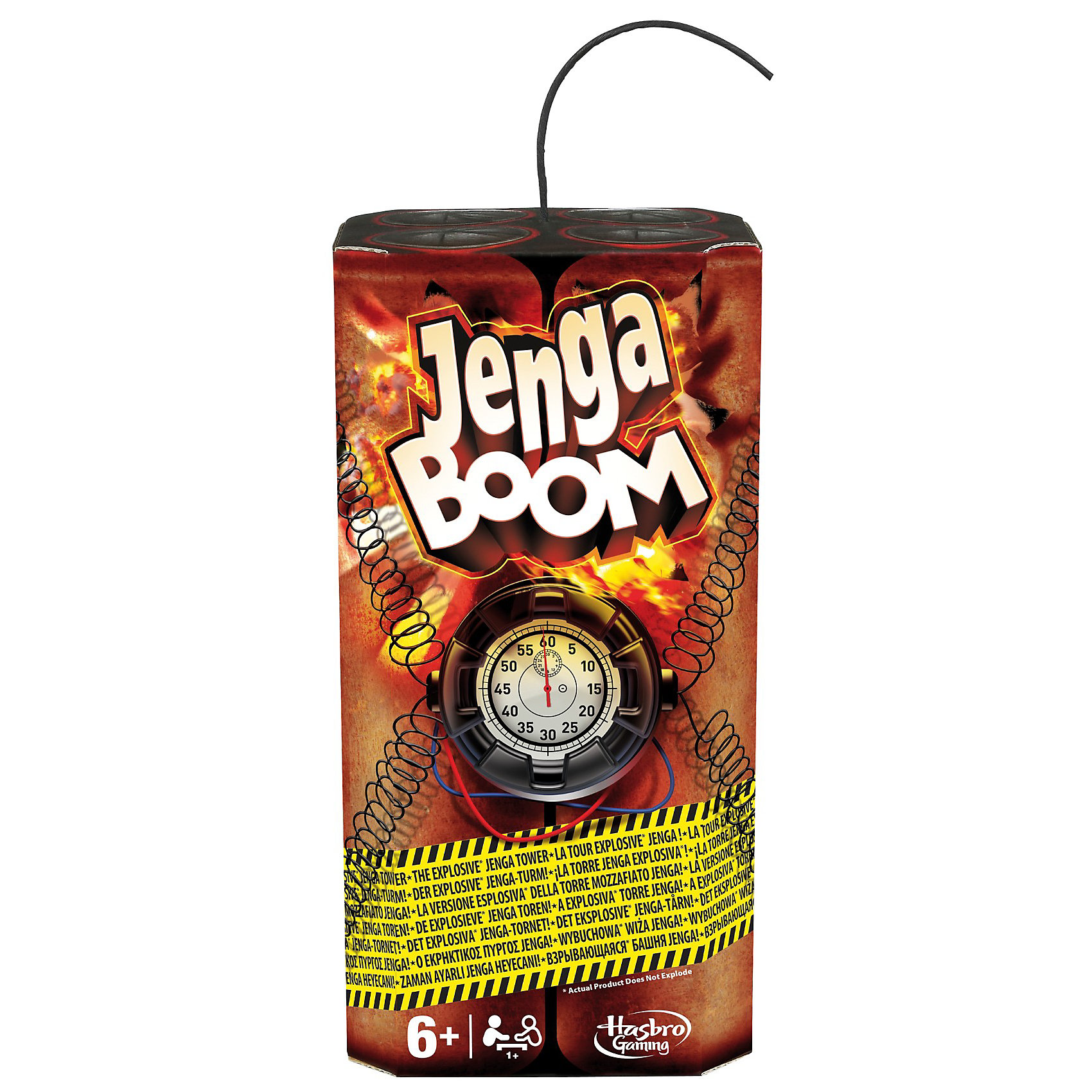 Игра Дженга Бум, Hasbro Игра Дженга Бум, HasbroИгры для развлечений<br>Игра Дженга Бум, Hasbro – новая версия игры, в которой вам потребуется не только ловкость, но и скорость. Ведь здесь есть милая пластиковая бомба с таймером, которая подстёгивает игроков быстрее сделать ход. Главная задача в Дженге — и ломать, и строить одновременно. Для начала вам нужно построить устойчивую конструкцию из деревянных брусков так, чтобы соседние этажи были перпендикулярны друг другу. Например, первые три бруска смотрят на вас, стоящие на них — в сторону, а следующие — снова на вас. Когда башня готова, наступает следующий этап -вам нужно по очереди вытаскивать деревянные бруски и переставлять их наверх. И если в первые несколько ходов это будет достаточно просто, то когда башня станет выше на 2-3 этажа, задача значительно усложнится.<br>Дженга Бум даже круче оригинальной Дженги, в которой требуется высокая концентрация на своих действиях, т.к. башню вы будете строить на специальной пластиковой платформе, под которой лежат шашки с динамитом. И они сделают очень громкий «Бум», как только догорит фитиль. В свой ход вы совершаете три действия: нажимаете на кнопку, запуская часовой механизм, под нервирующее тиканье вытаскиваете брусок из башни и переставляете наверх. Еще раз нажимаете на кнопку, выключая таймер.<br>С каждым ходом фитиль становится все короче и короче: поэтому в последние ходы вам придется быть не просто быстрыми, а супер скоростными!<br><br>Дополнительная информация:<br><br>- В коробке содержится: 36 деревянных дженга-блоков, детонатор, инструкция.<br>- Используются материалы: дерево, пластик.<br>- Размер коробки: 14 х 12 х 28 см.<br>- Игра рассчитана как на одного человека, так и на компанию до 10 друзей.<br>- Рекомендована детям от 6 лет.<br>- Время игры в среднем 15 - 20 мин.<br><br>Возможно, эта игра станет захватывающей частью общения для всей дружной семьи!<br><br>Игру Дженга Бум, Hasbro можно купить в нашем магазине.<br><br>Ширина мм: 285<br>Глубина мм: 142<br>Высота мм: 116<br>Вес г: 847<br>Возраст от месяцев: 72<br>Возраст до месяцев: 228<br>Пол: Унисекс<br>Возраст: Детский<br>SKU: 2728594