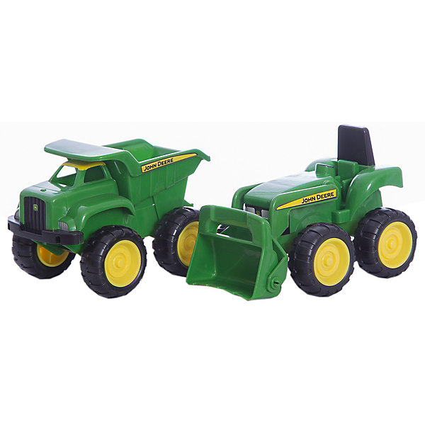 Набор для песочницы Трактор и самосвал John Deere, TOMY Набор для песочницы Трактор и самосвал John Deere, TOMYСельскохозяйственный транспорт<br>Мальчишки обожают машины и технику. Этот набор полюбится любому ребенку. Машины имеют большие колеса, которые уверенно проедут по любой местности. Ковш бульдозера поднимается и опускается, кузов самосвала опрокидывается. Набор идеально подходит для игры в песочнице. Ребенку будет очень интересно наполнять кузов самосвала с помощью бульдозера и возить песок. Игрушка обязательно понравится малышам, разовьет моторику и фантазию. Выполнена из прочного пластика, абсолютно безопасного для детей. <br><br>Дополнительная информация:<br><br>- Материал: пластик.<br>- Цвет: зеленый.<br>- Комплектация: бульдозер, самосвал. <br>- Размер машинки: 12 х 9 х 9 см.<br><br>Набор для песочницы Трактор и самосвал John Deere, TOMY можно купить в нашем магазине.<br><br>Ширина мм: 357<br>Глубина мм: 157<br>Высота мм: 136<br>Вес г: 535<br>Возраст от месяцев: 36<br>Возраст до месяцев: 96<br>Пол: Мужской<br>Возраст: Детский<br>SKU: 3102166